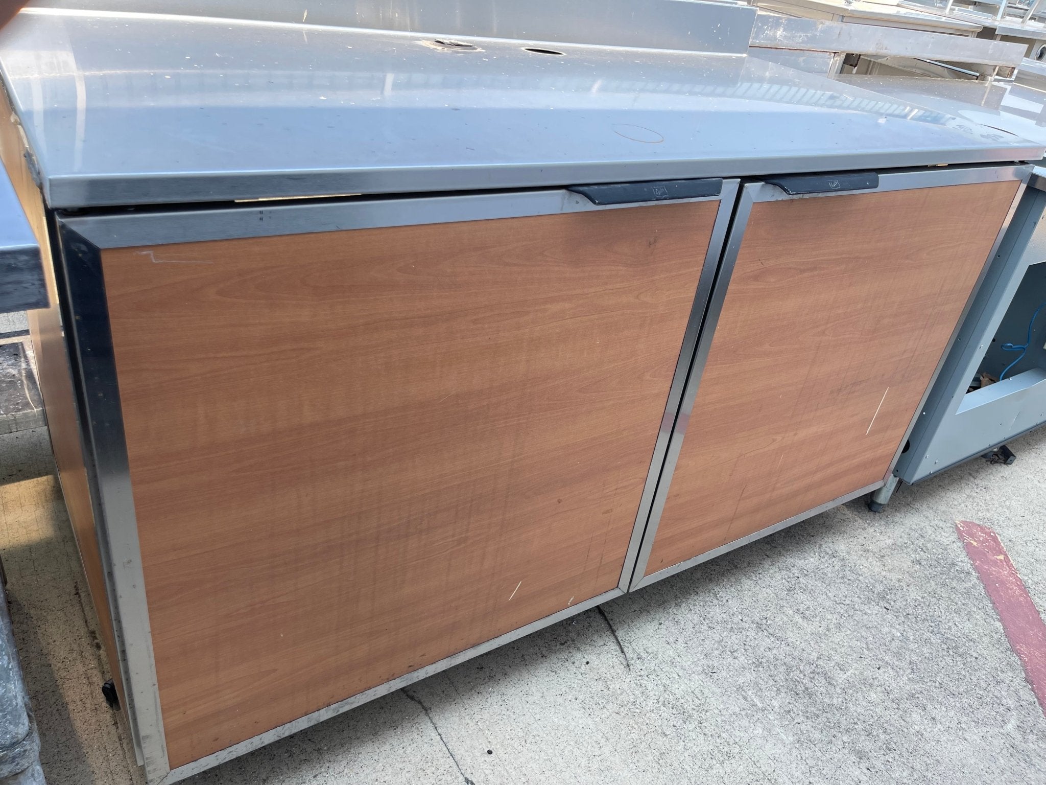 Used 60" Duke Stainless Steel Wood Grain Storage Cabinet Work Station - SS243 - Falcon Restaurant Supply - 2