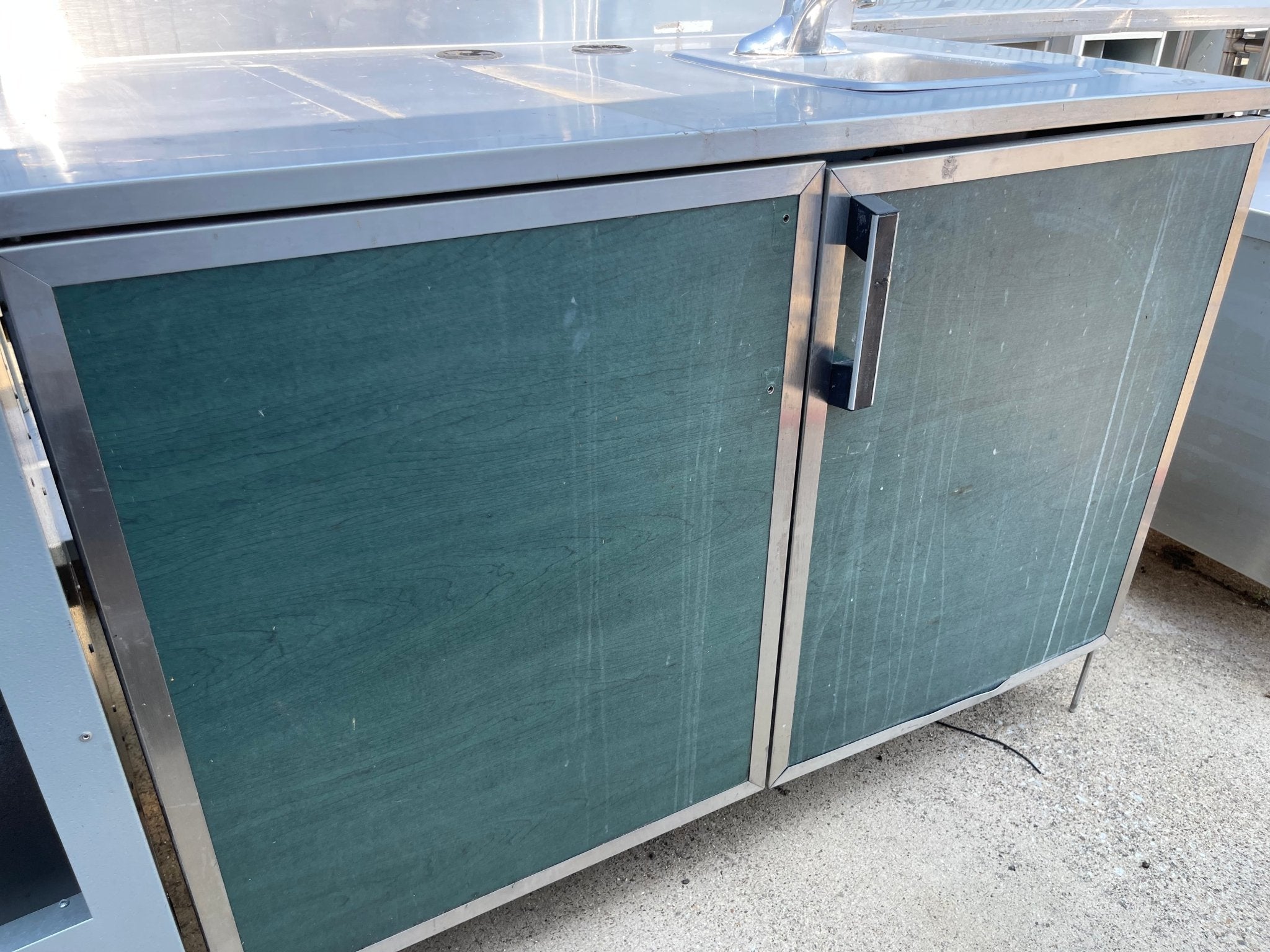 Used 48" Duke Stainless Steel Work Counter with Sink and storage - SS245