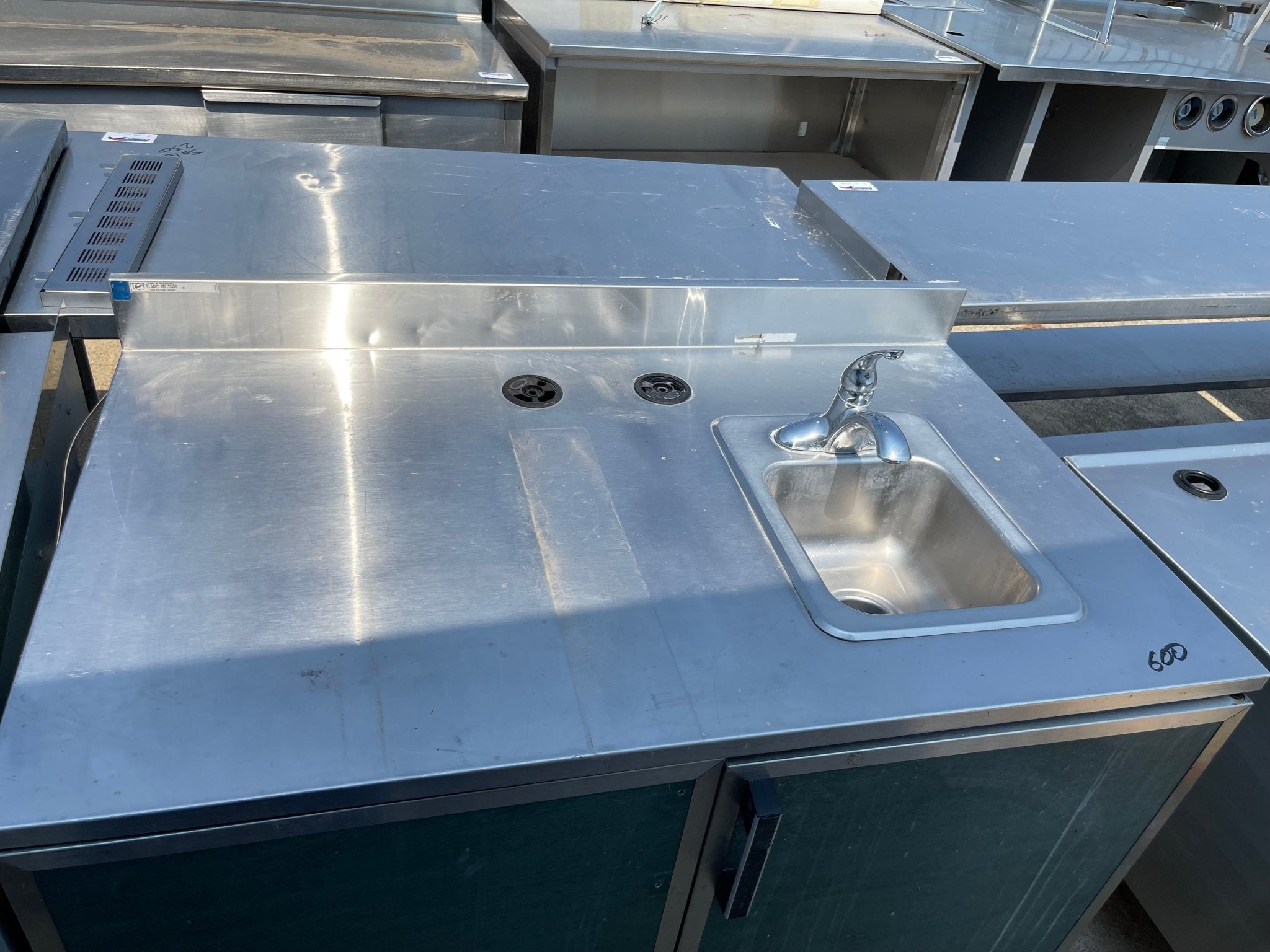 Used 48" Duke Stainless Steel Work Counter with Sink and storage - SS245