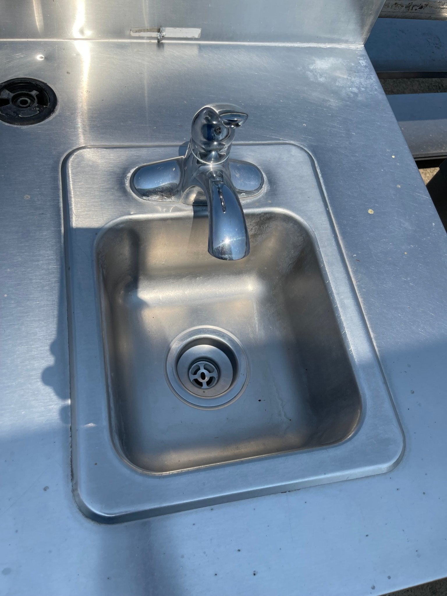 Used 48" Duke Stainless Steel Work Counter with Sink and storage - SS245