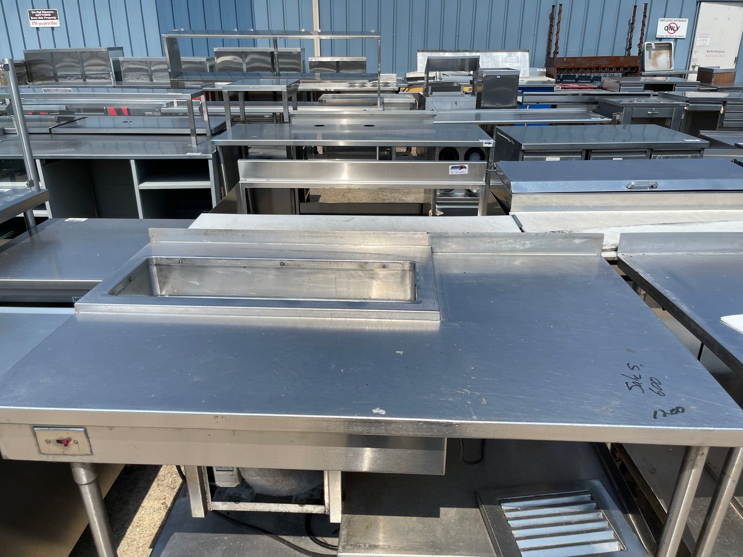 Used 61" Stainless Steel Table with Well and Drain - SS246