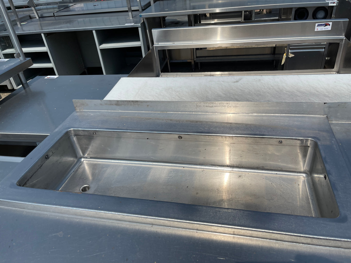 Used 61" Stainless Steel Table with Well and Drain - SS246