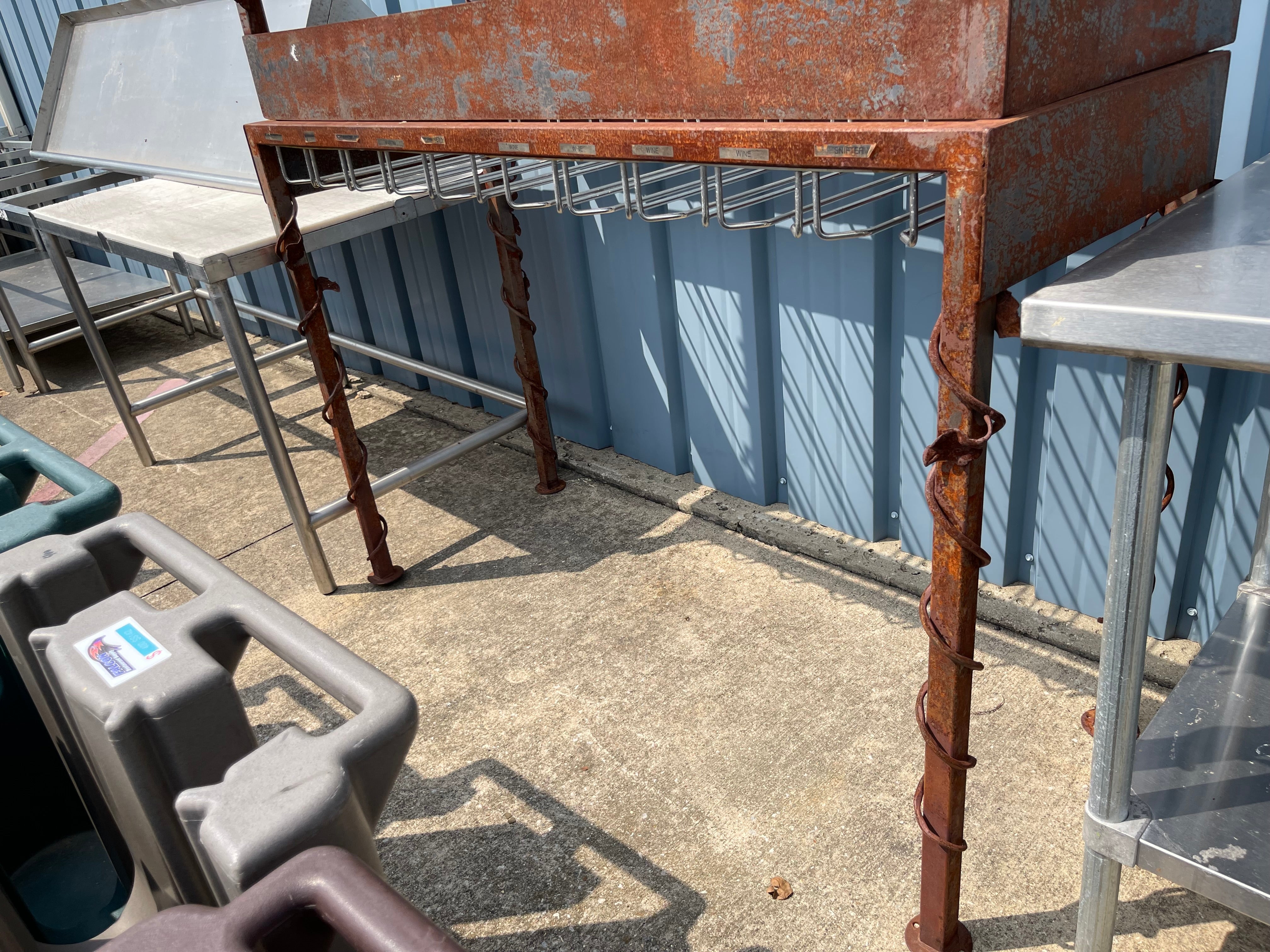 Used 62" Steel Overhead Bar Wine Martini Glass Rack Rail Organizer - SS251