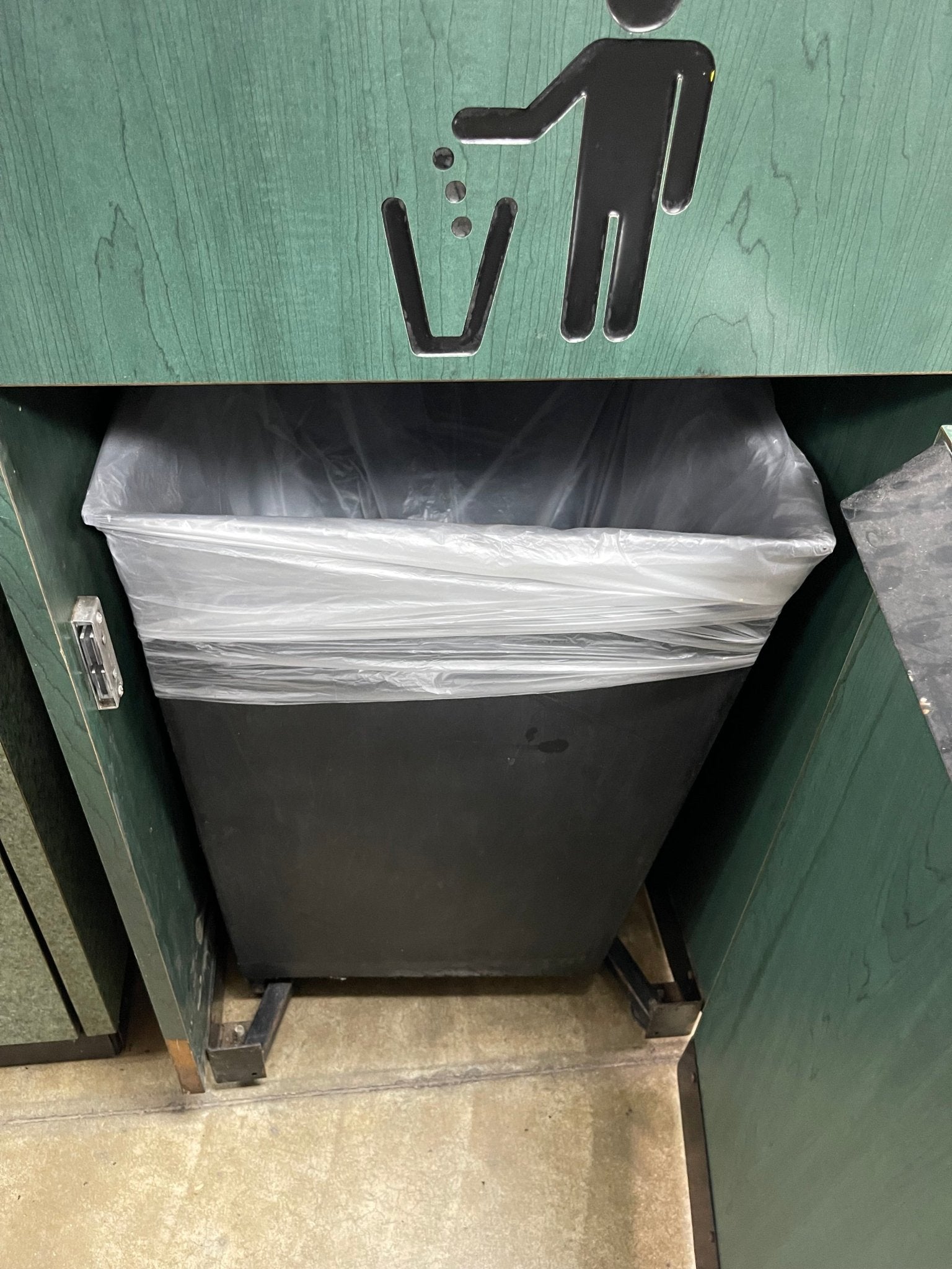 Used 25.5" x 25.5" Green Wood Grain Trash Can Receptacle - Falcon Restaurant Supply - 4