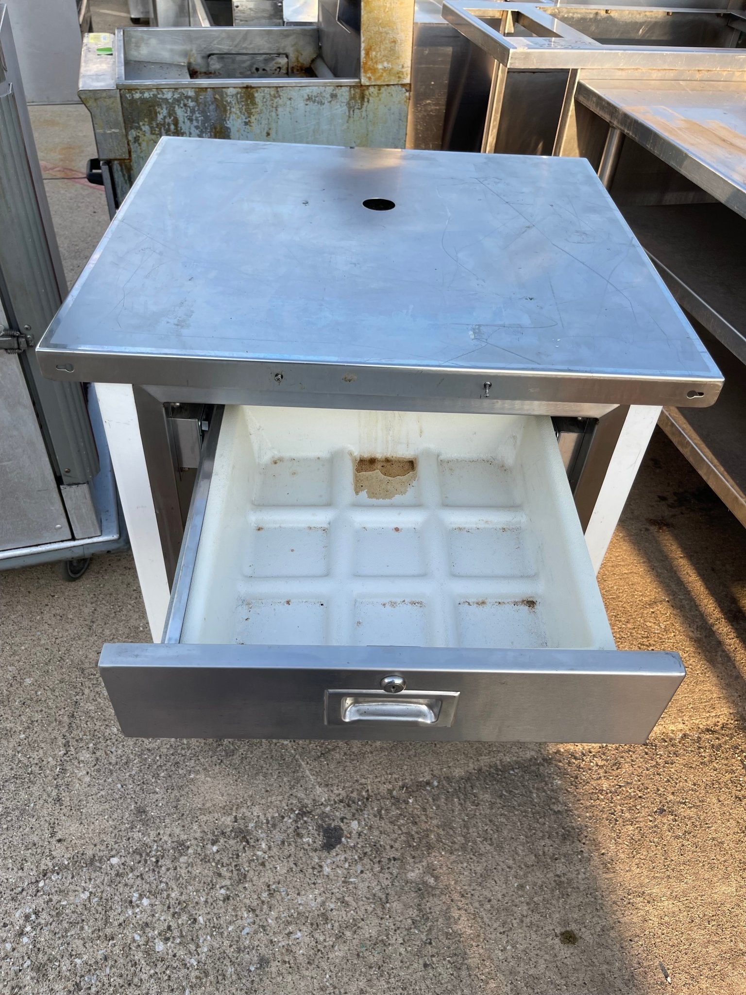 Used 30" Colorpoint Stainless Steel Work Top Table with Caster Wheels and Drawer - SS266 - Falcon Restaurant Supply - 3