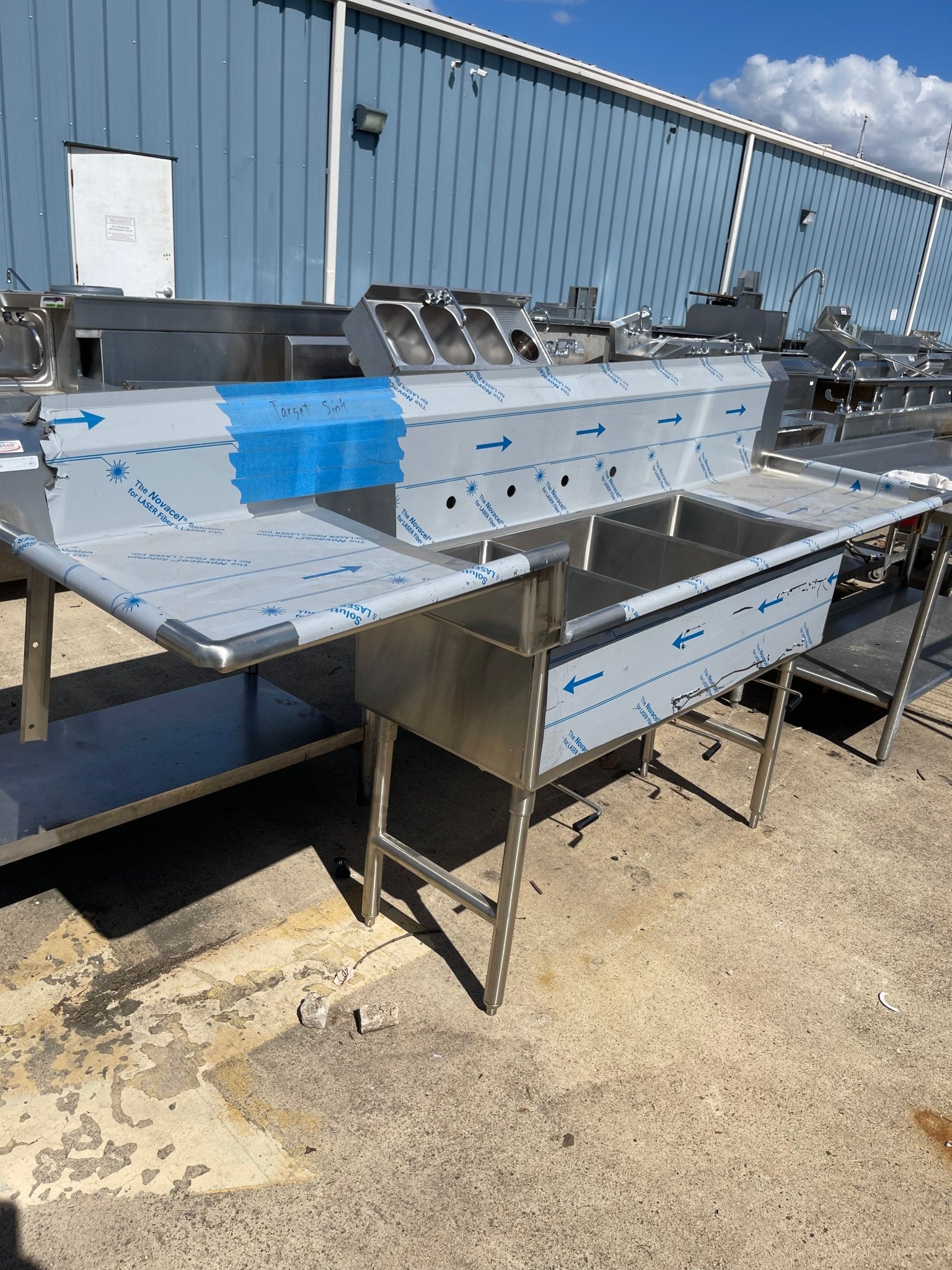 New Winholt 99" Stainless Steel 3 Compartment Sink with Twist Drains - SS267 - Falcon Restaurant Supply - 4