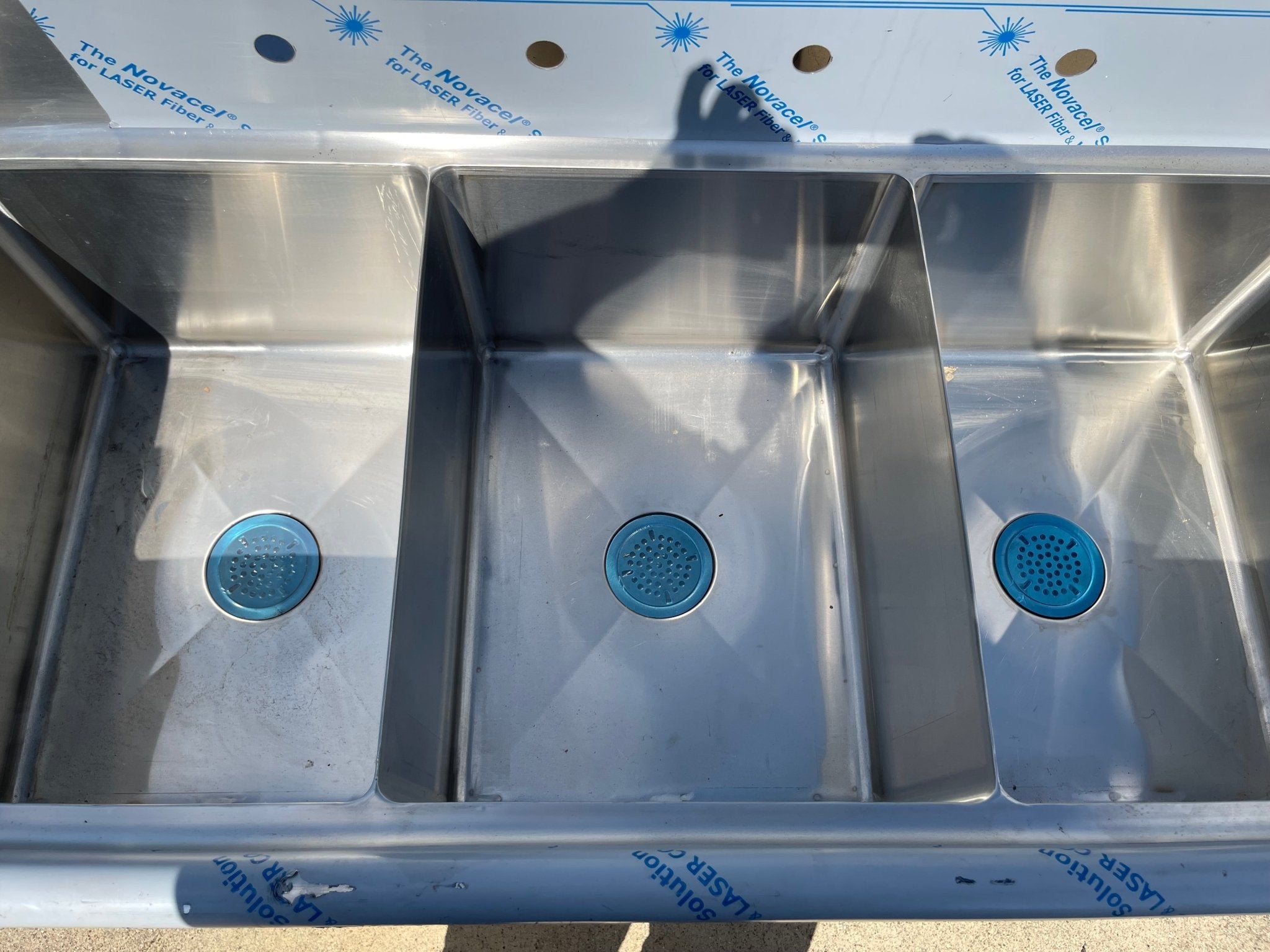 New Winholt 99" Stainless Steel 3 Compartment Sink with Twist Drains - SS267 - Falcon Restaurant Supply - 7