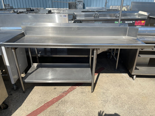 Used 84" Stainless Steel Left Hand Dish Table Extension with Shelf - SS268