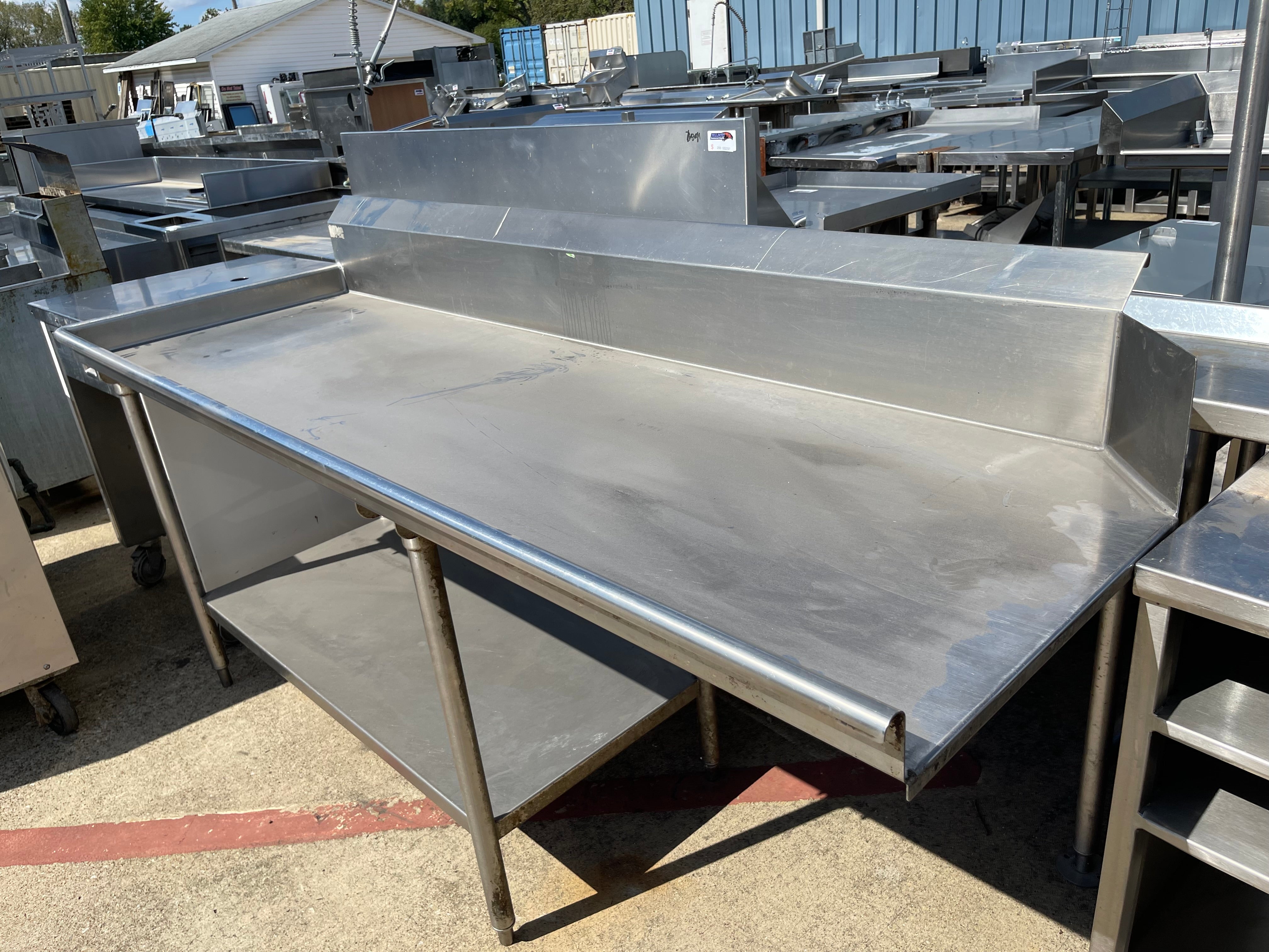 Used 84" Stainless Steel Left Hand Dish Table Extension with Shelf - SS268