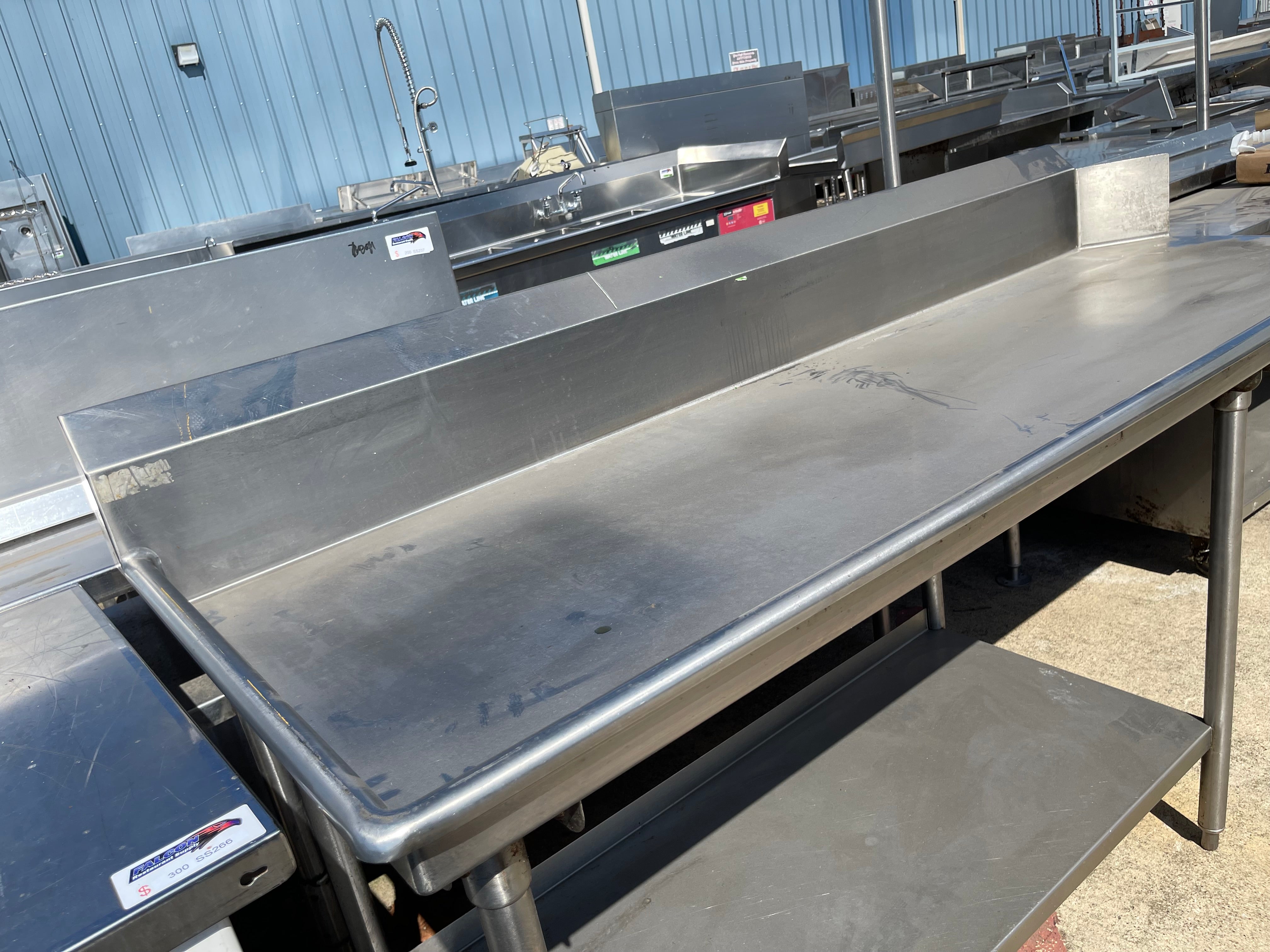 Used 84" Stainless Steel Left Hand Dish Table Extension with Shelf - SS268