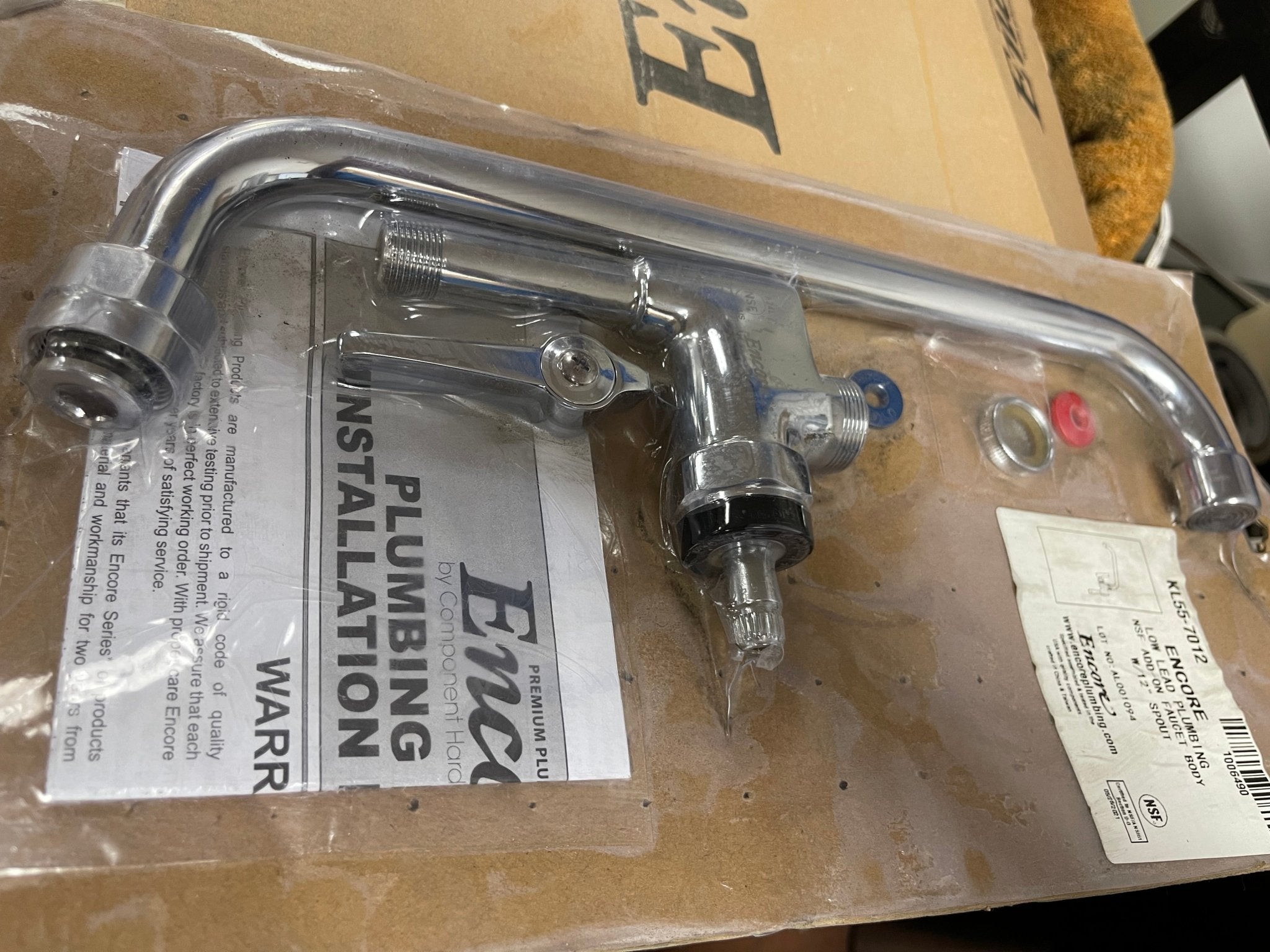 New Encore KL55 - 7012 Add - On Pre - Rinse Faucet, Plated Chrome, 12" Swing Spout - Falcon Restaurant Supply - 2