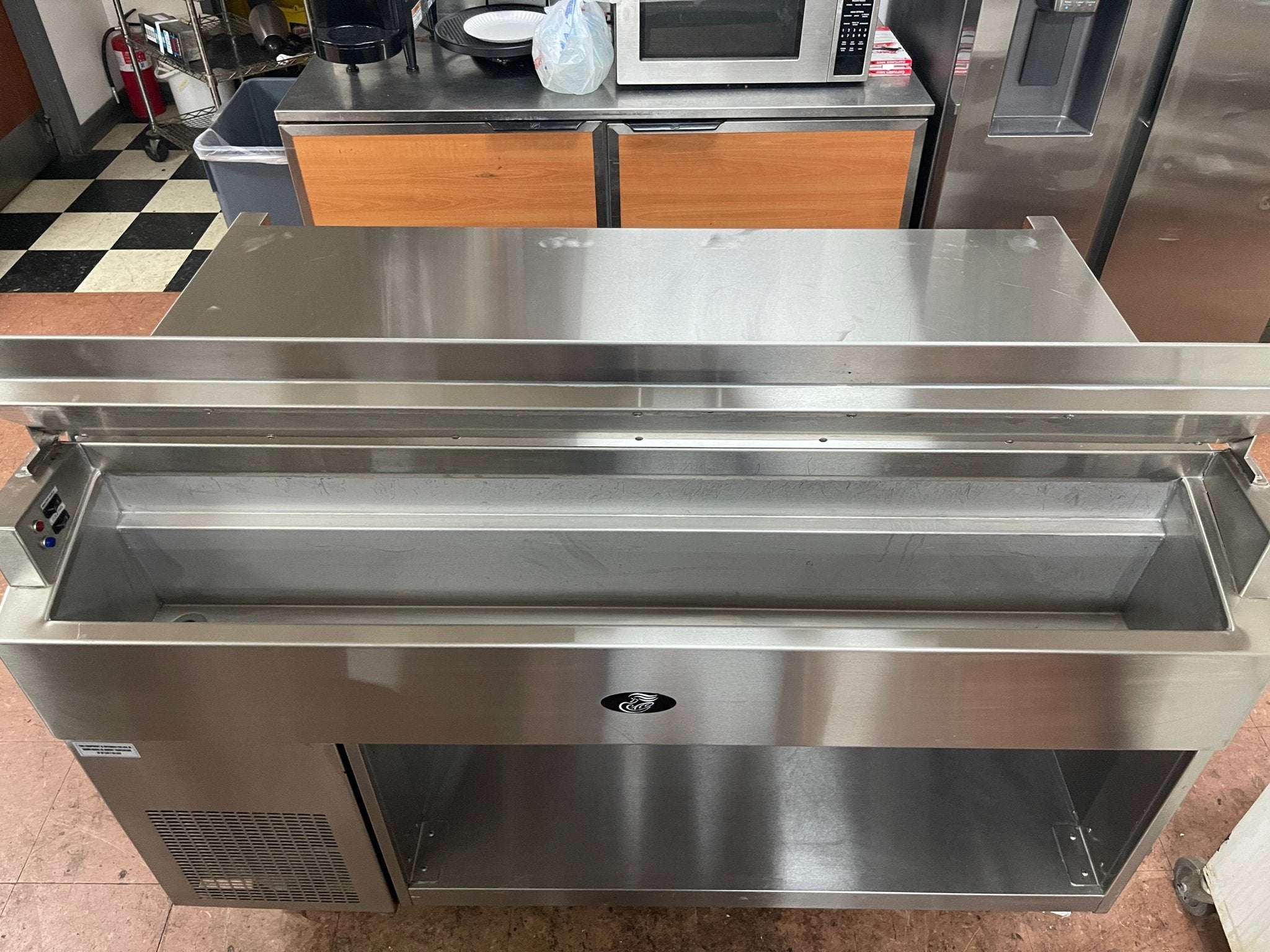 Used Randell 60" Stainless Equipment Stand with Refrigerated Cold Rail and Heated Shelf 120V - Falcon Restaurant Supply - 5
