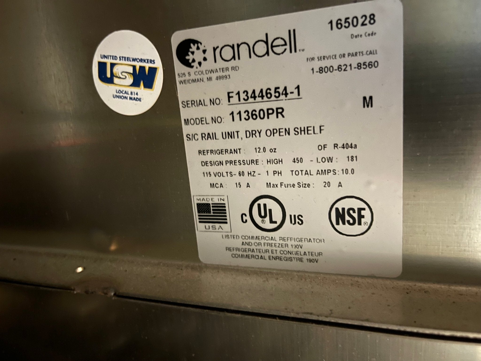 Used Randell 60" Stainless Equipment Stand with Refrigerated Cold Rail and Heated Shelf 120V - Falcon Restaurant Supply - 11