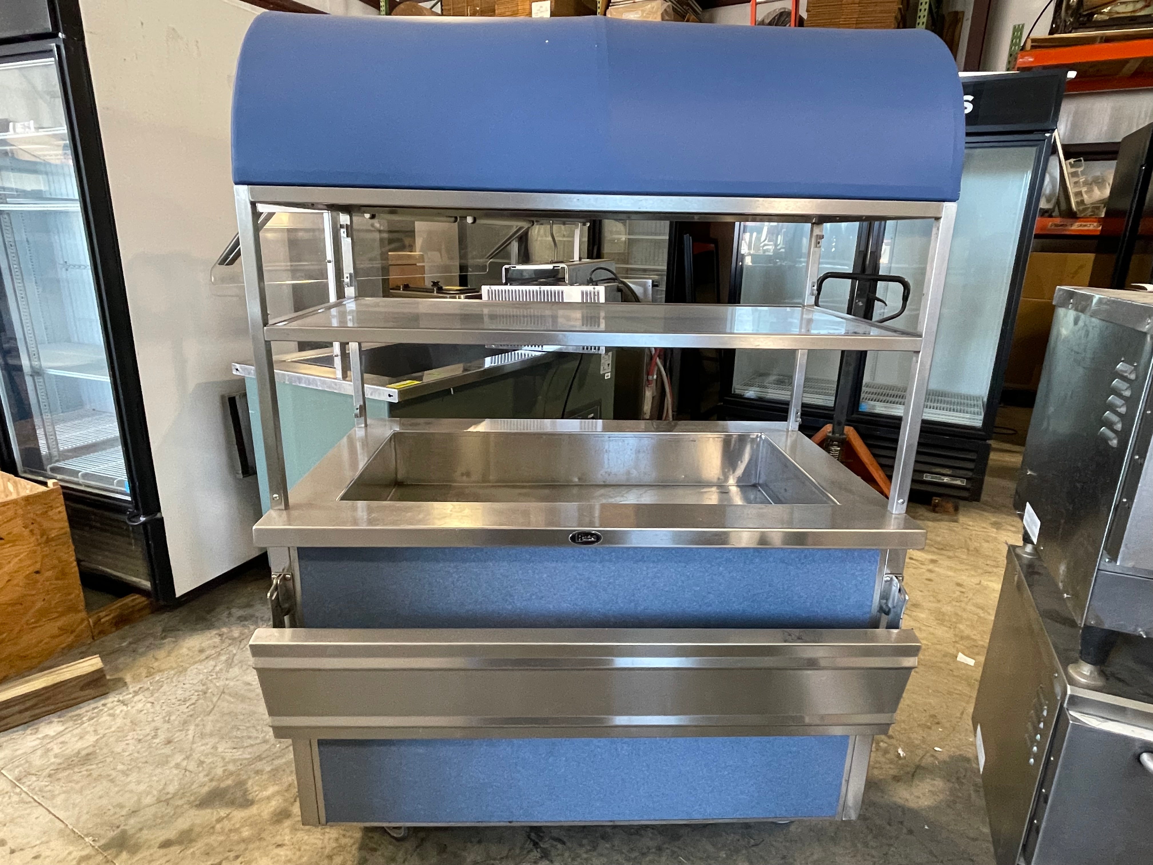 Used 48" Randell RAN IC-3 Mobile Cold Food Table Iced Cold Pan Salad Bar Buffet