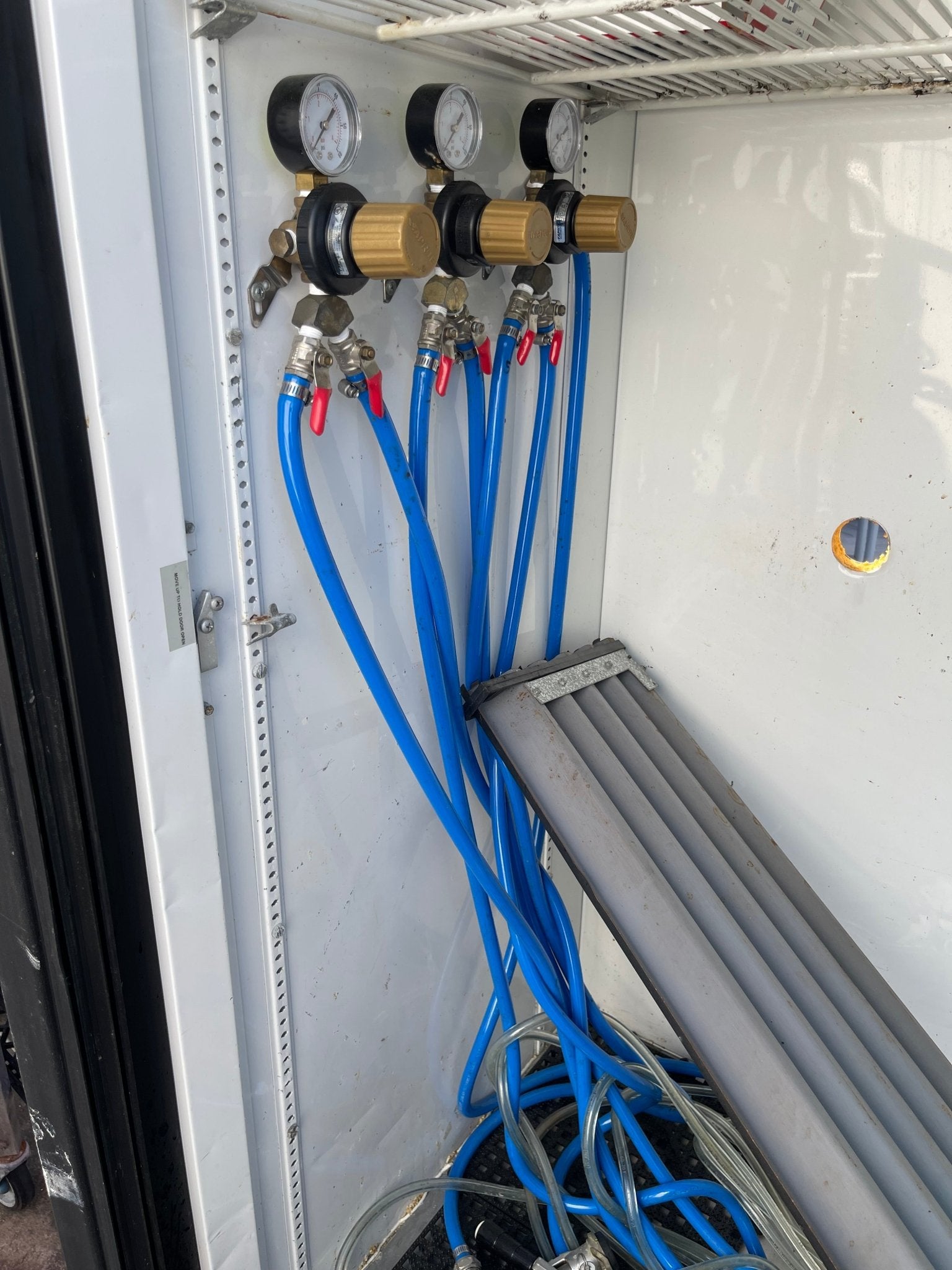 03 True GDM - 41 Sliding Glass 2 Door Reach - in Merchandising Cooler Refrigerator Converted to Hold Kegs As Is - Falcon Restaurant Supply - 2