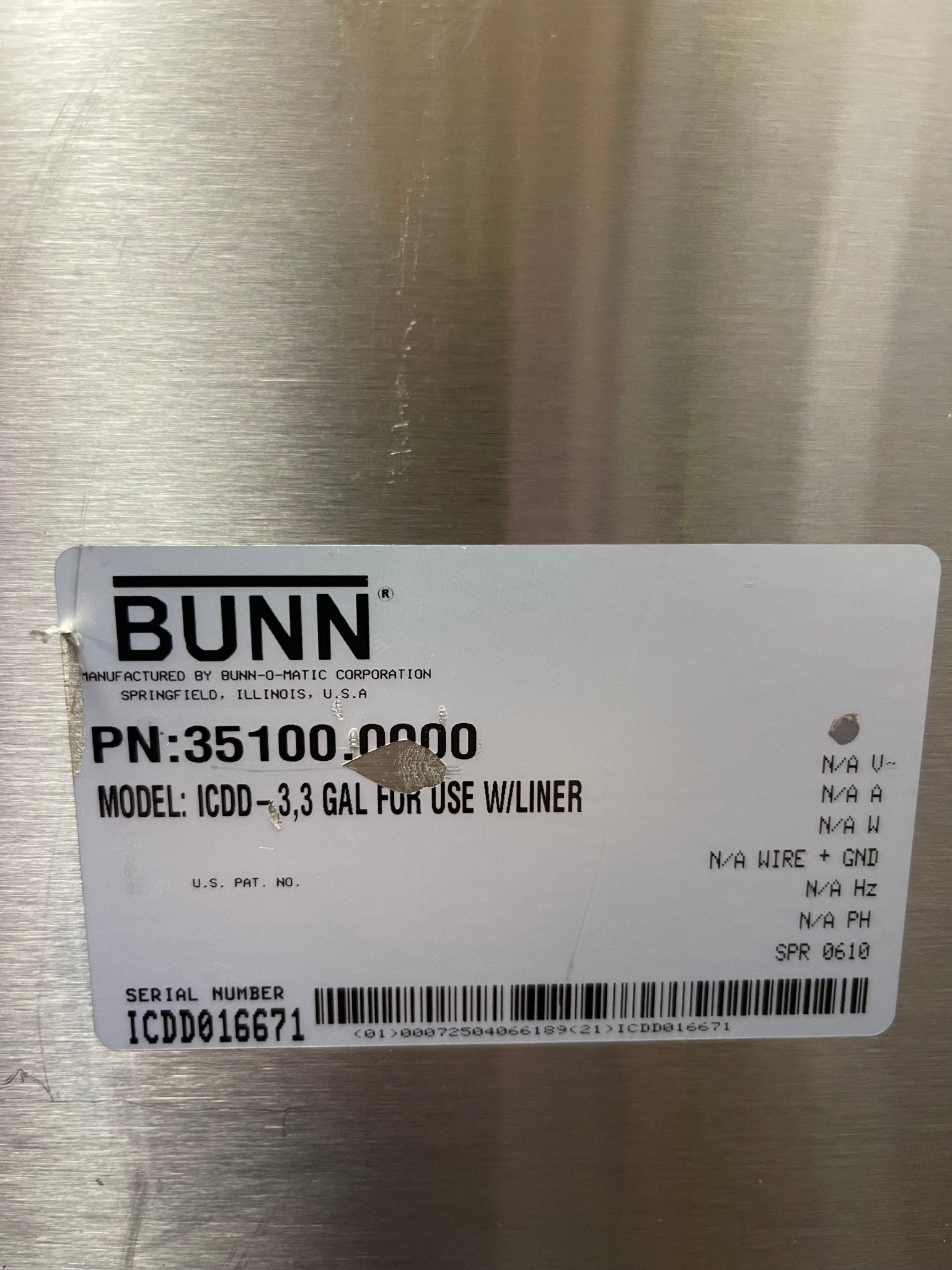 Used Bunn 35100.0000 ICDD - 3 Stainless Iced Coffee Liner Dispenser 3.3 Gallon - Falcon Restaurant Supply - 7