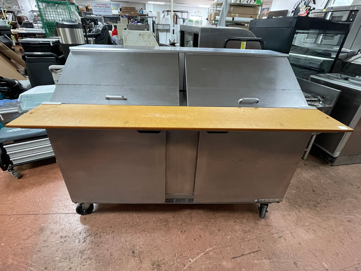 Used 60" Beverage-Air SPE60HC-24M Mega Top 2 Door Refrigerated Sandwich Prep Table - JS