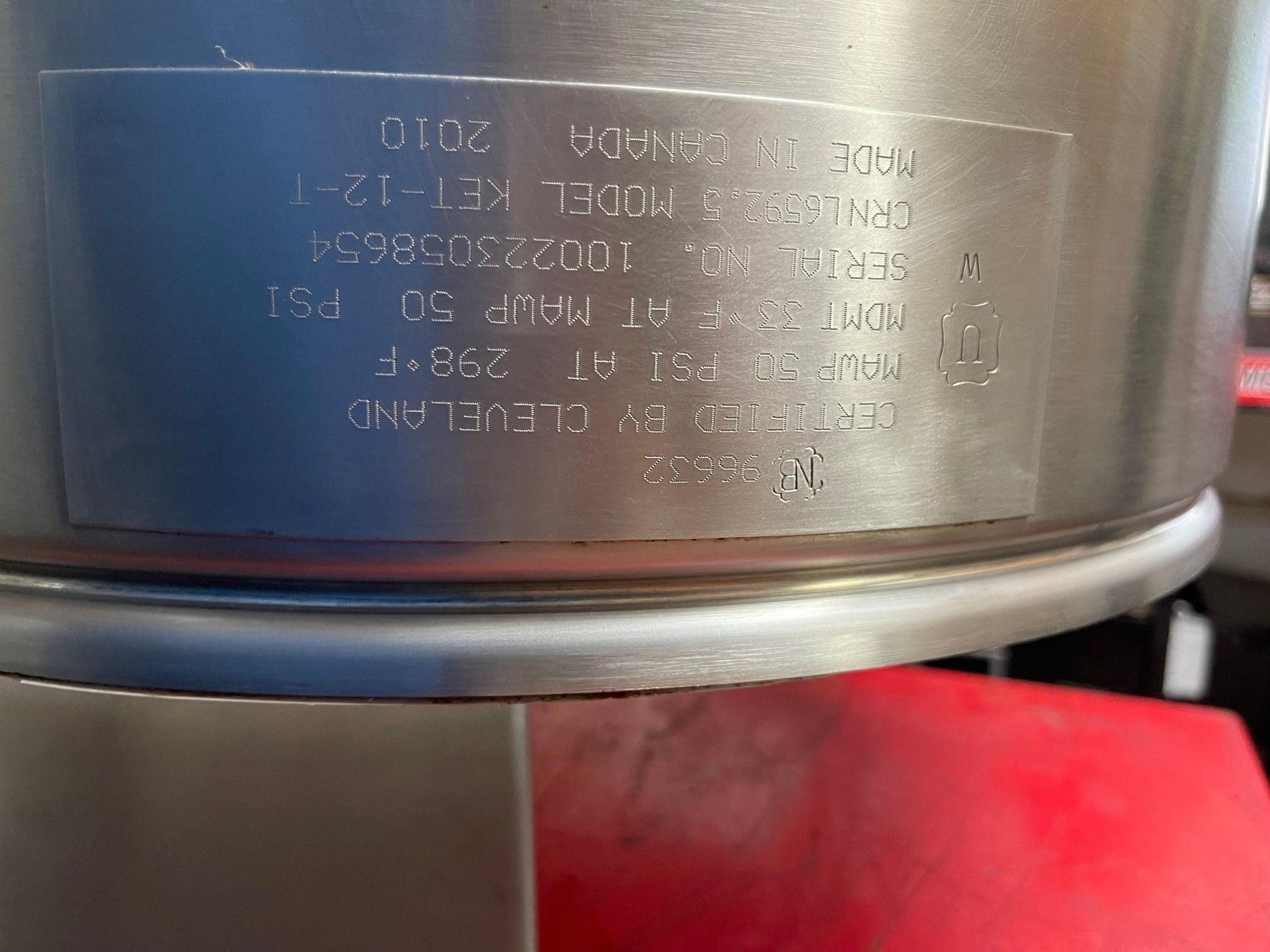 Used Cleveland KET - 12 - T 12 Gallon Tilting 2/3 Steam Jacketed Electric Tabletop Kettle - 240V 3Ph - Falcon Restaurant Supply - 6