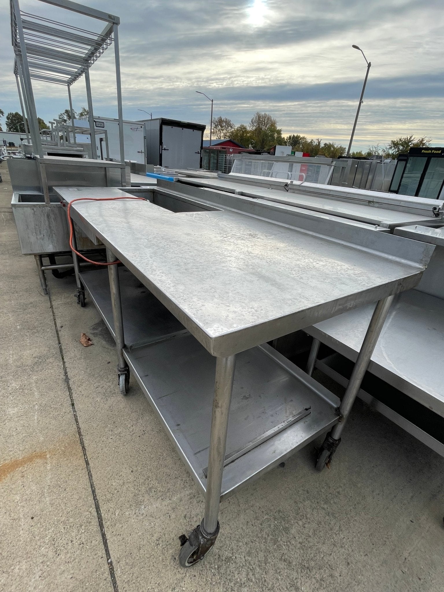 Used 83" Stainless Steel Table with Well and Drain - SS274 - Falcon Restaurant Supply - 3
