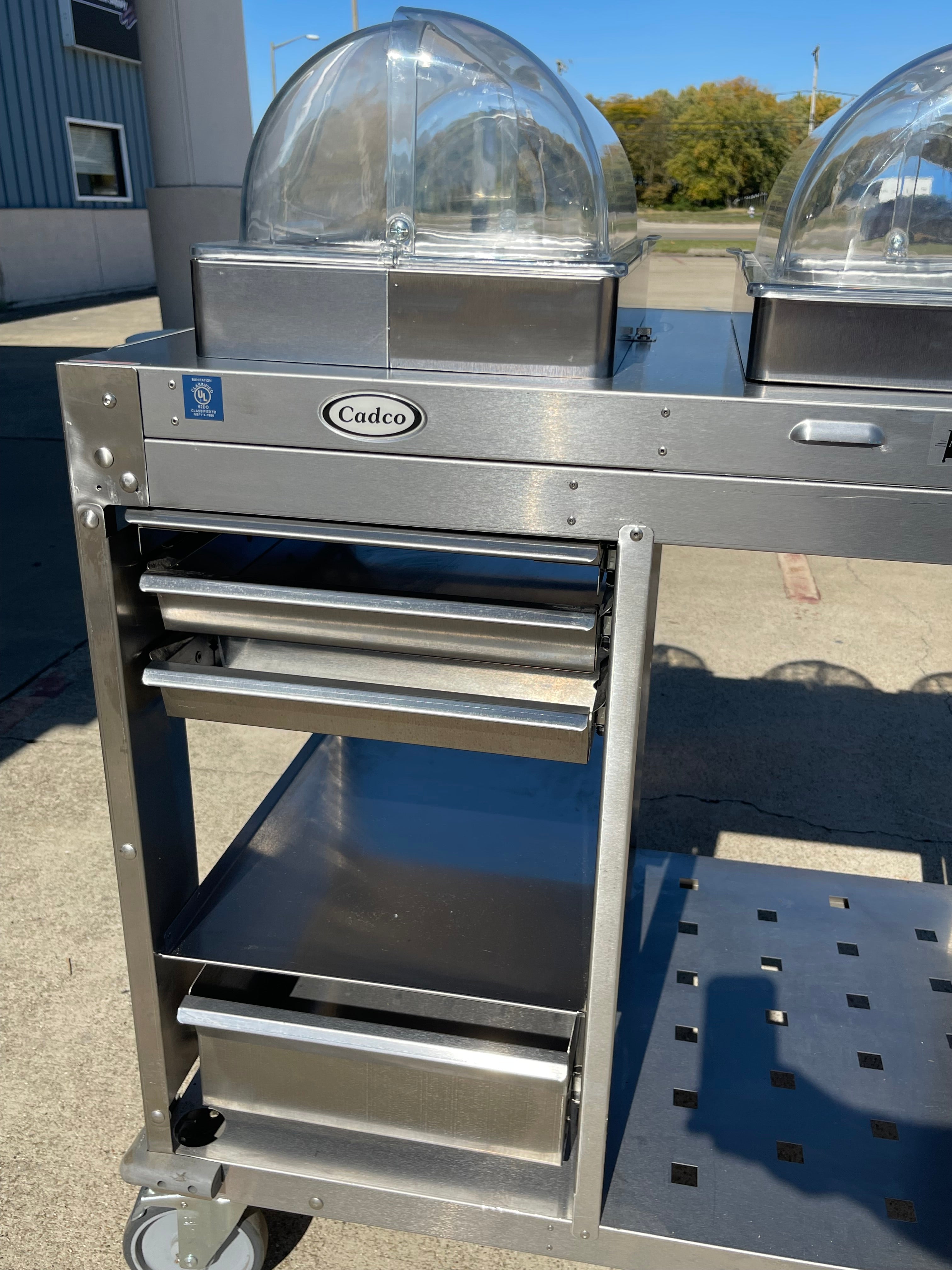 Used Cadco - CBCHC - Stainless Steel Mobile 2 Hot 1 Cold Buffet Serving Cart 120V