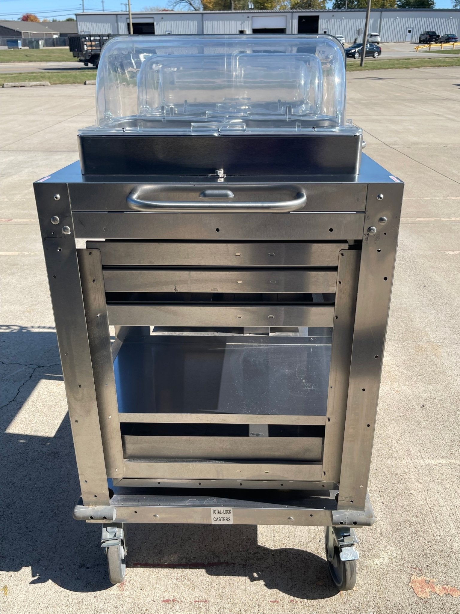 Used Cadco - CBCHC - Stainless Steel Mobile 2 Hot 1 Cold Buffet Serving Cart 120V - Falcon Restaurant Supply - 5