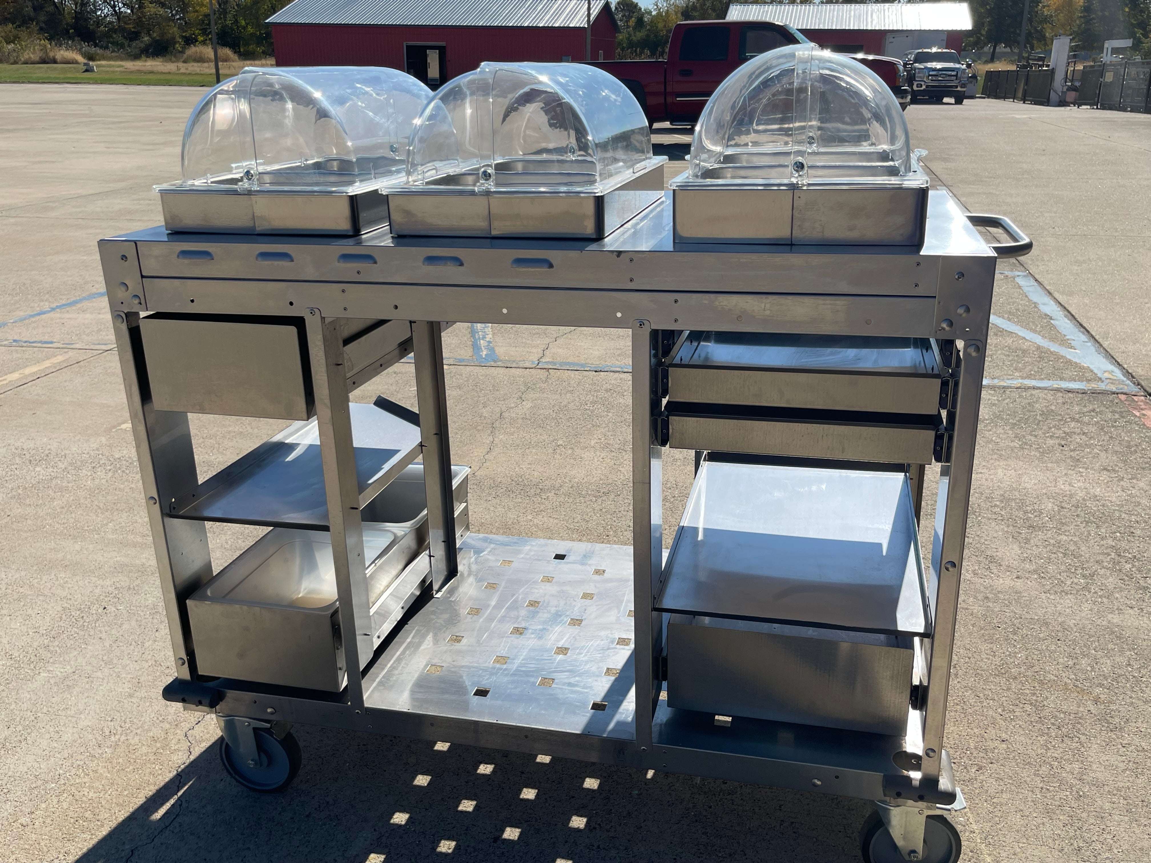 Used Cadco - CBCHC - Stainless Steel Mobile 2 Hot 1 Cold Buffet Serving Cart 120V