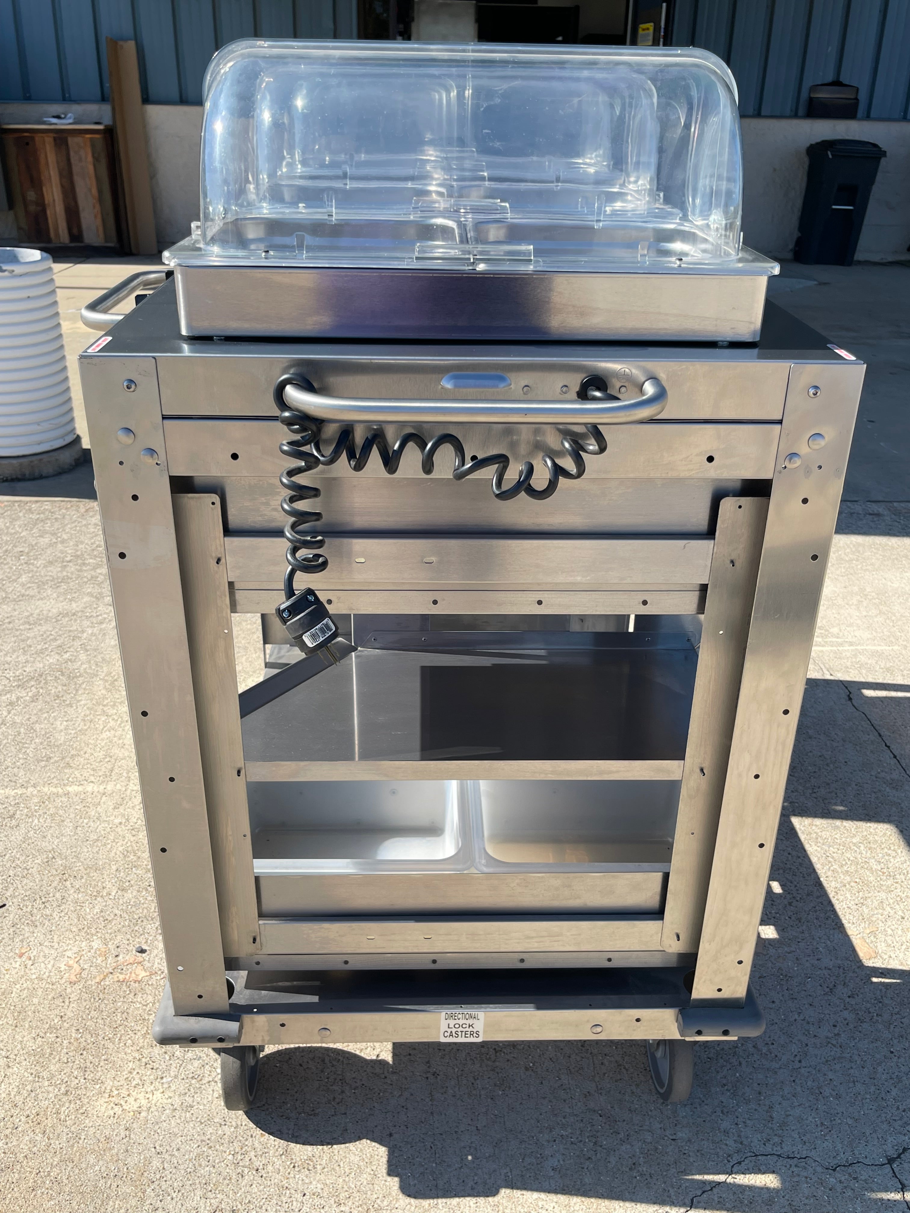 Used Cadco - CBCHC - Stainless Steel Mobile 2 Hot 1 Cold Buffet Serving Cart 120V