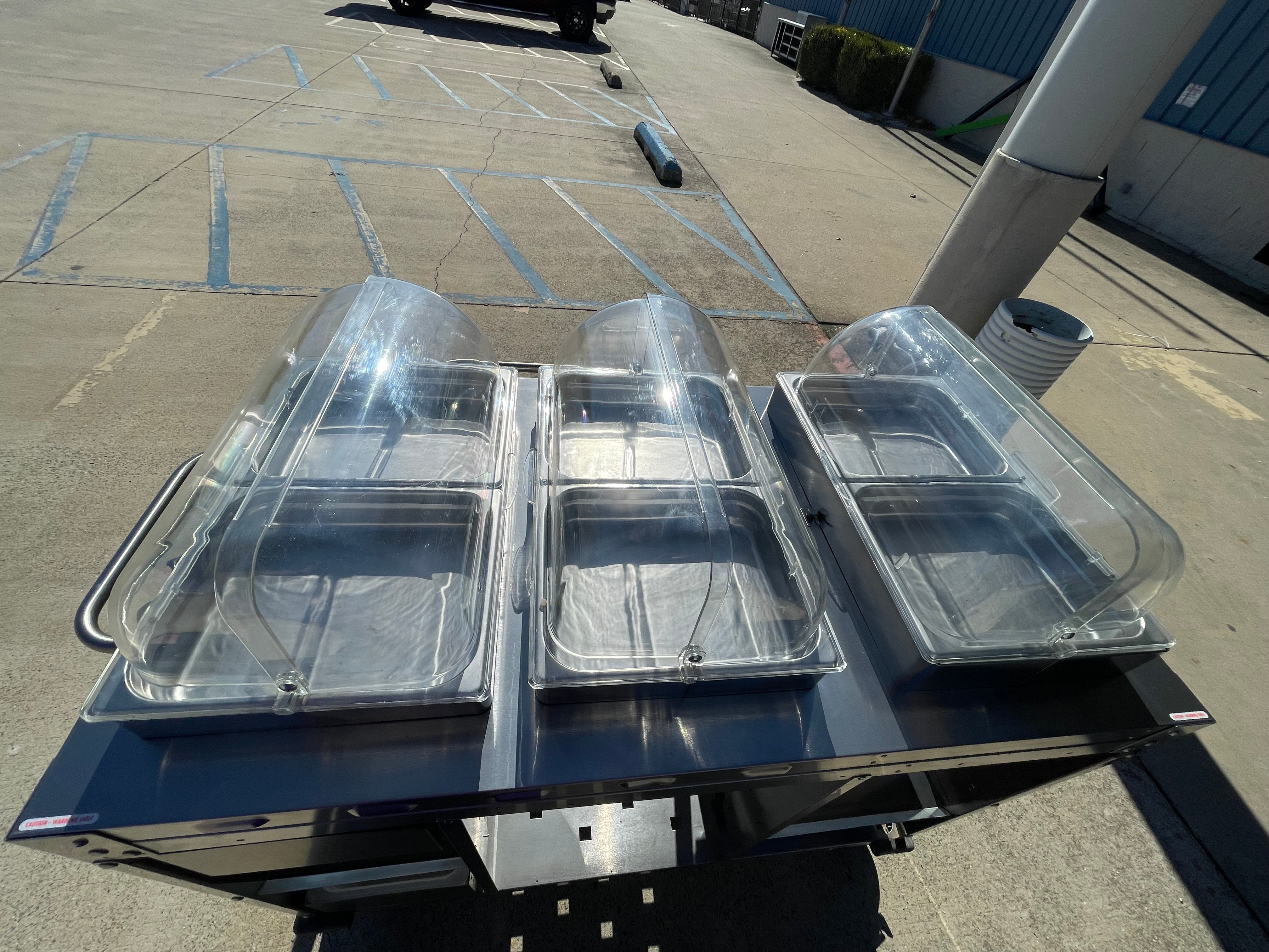 Used Cadco - CBCHC - Stainless Steel Mobile 2 Hot 1 Cold Buffet Serving Cart 120V