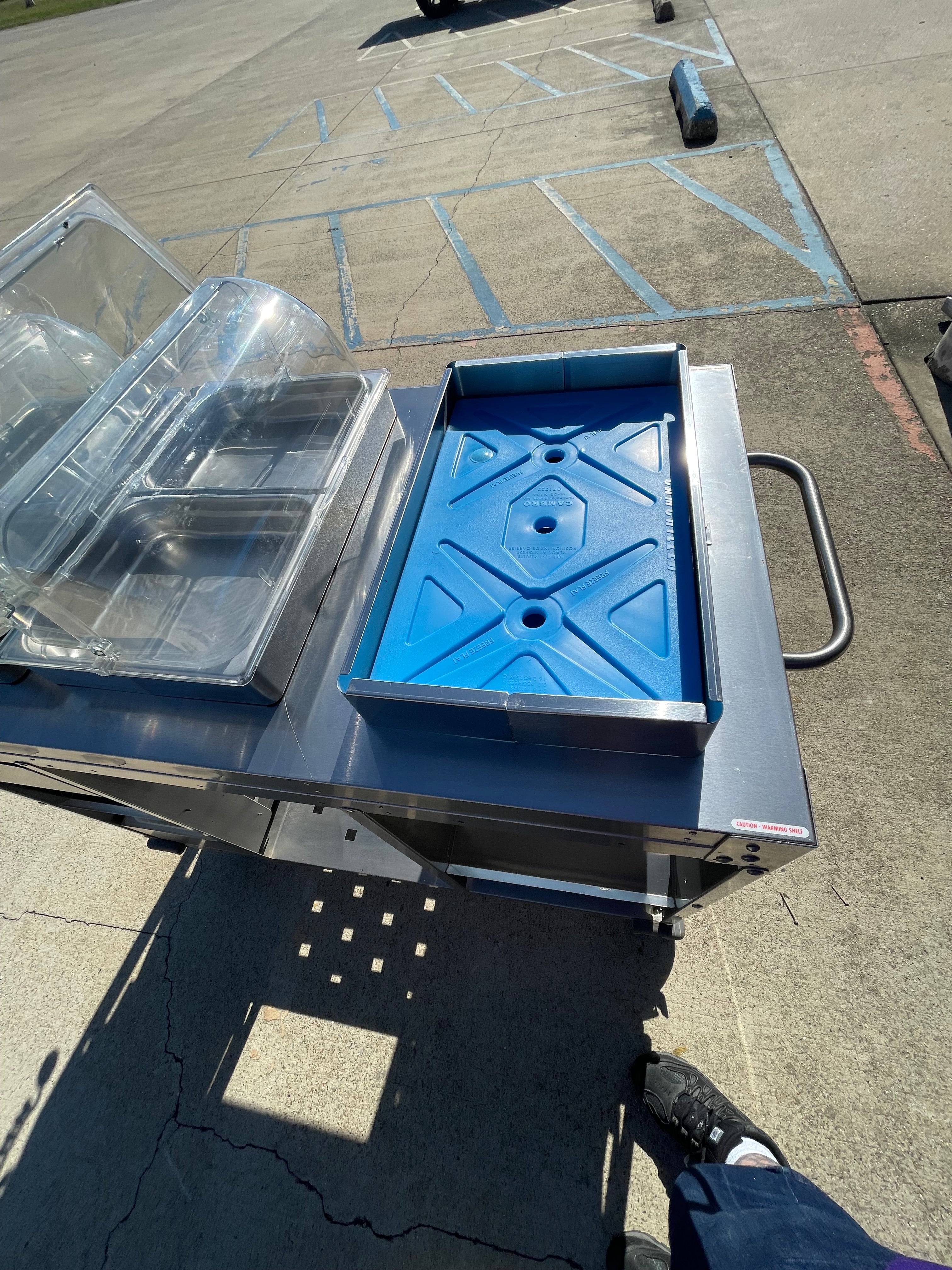 Used Cadco - CBCHC - Stainless Steel Mobile 2 Hot 1 Cold Buffet Serving Cart 120V