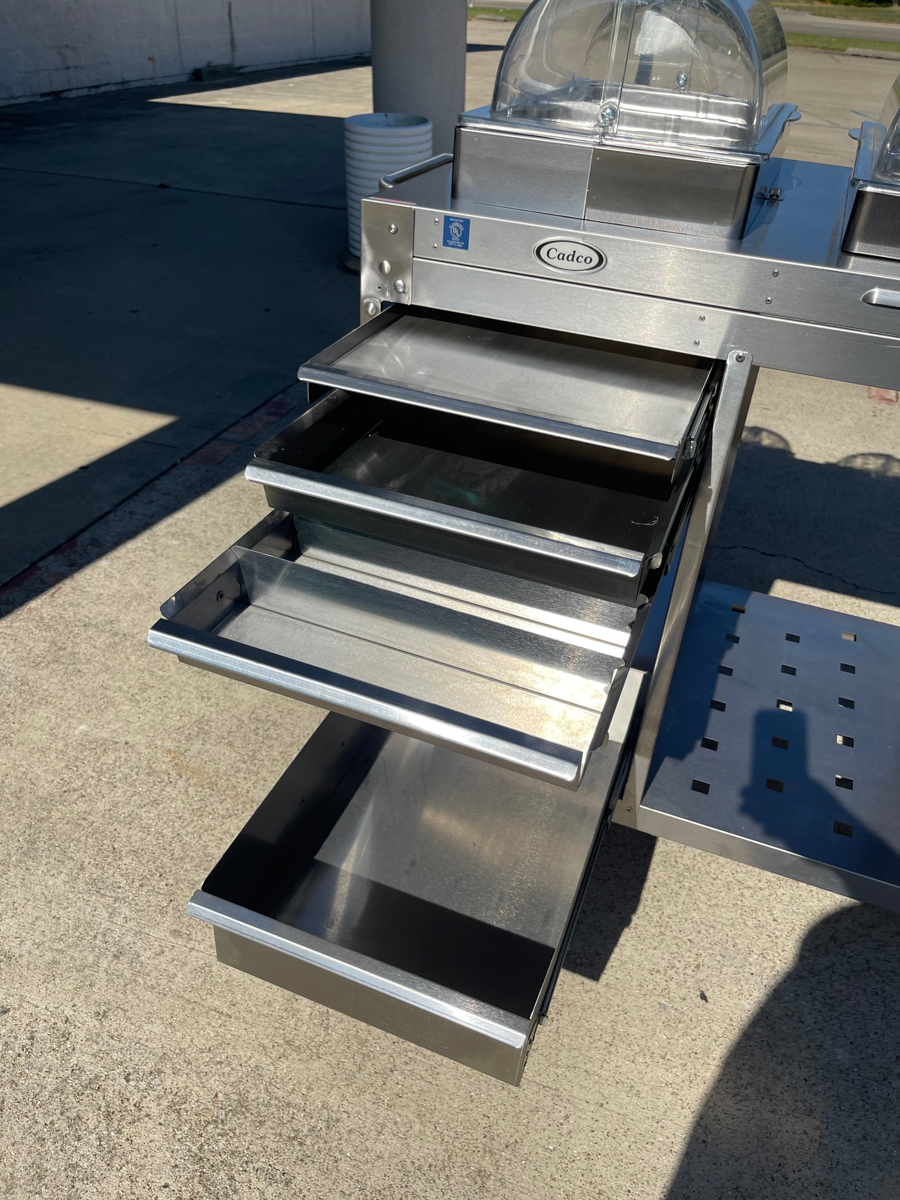 Used Cadco - CBCHC - Stainless Steel Mobile 2 Hot 1 Cold Buffet Serving Cart 120V