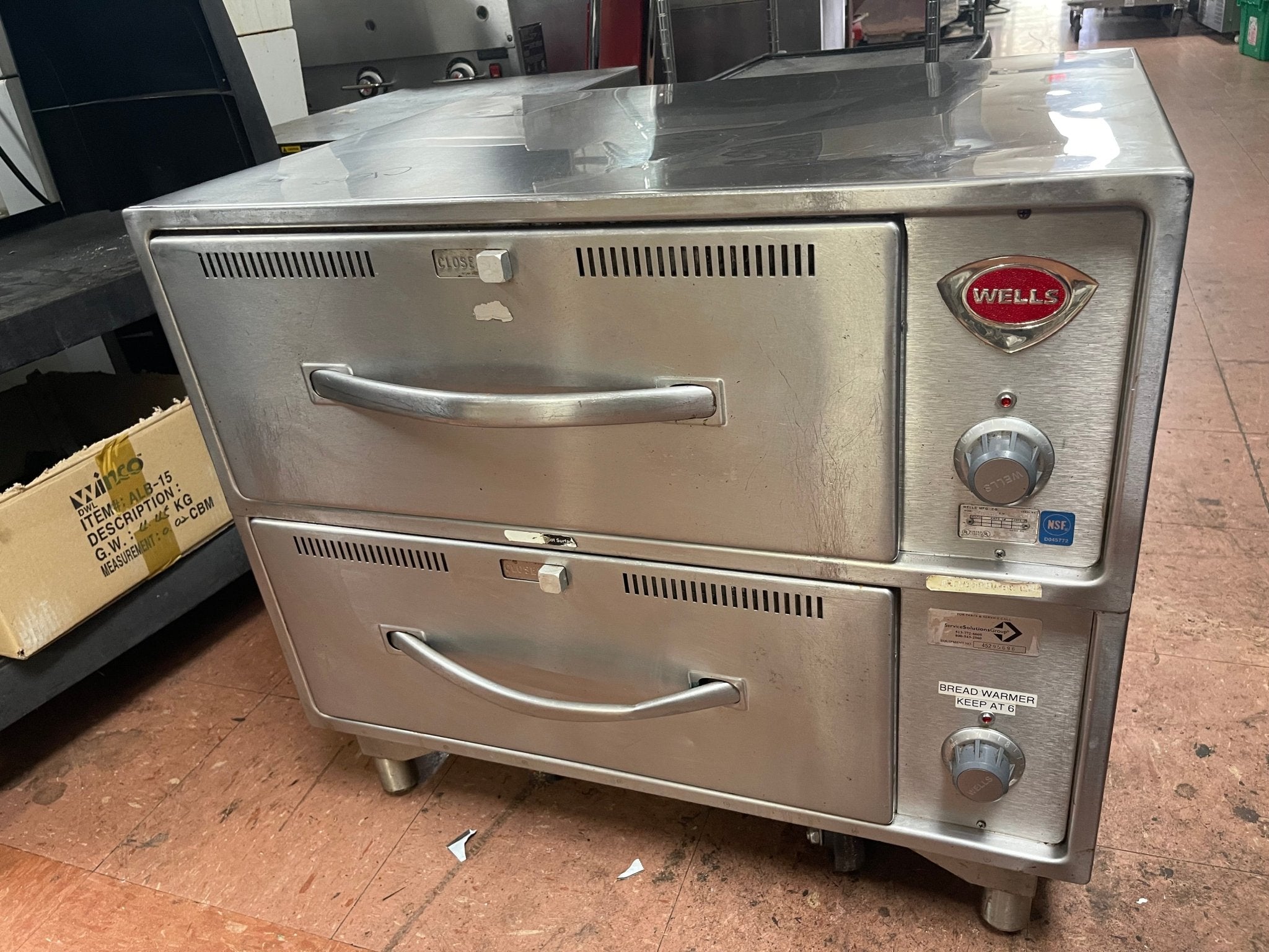 Used Wells Stainless Steel Freestanding 2 Drawer Food Chip Warmer 220V