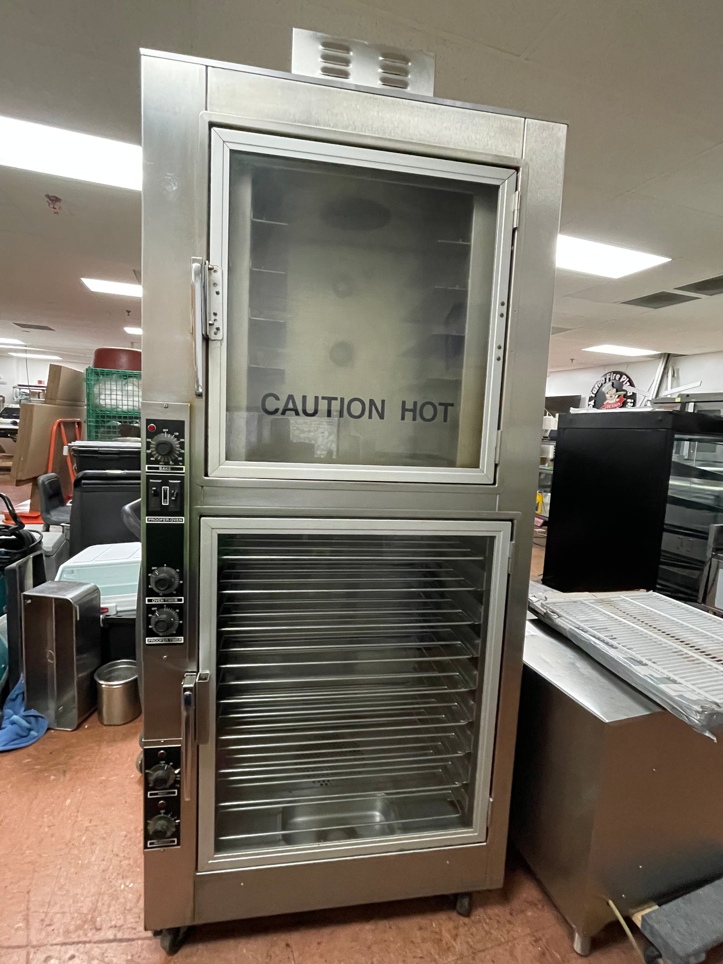 Used NU-VU OP-2FM Double Deck Electric Heated Proofer Oven Combo 120/208V, 3 Phase - Wired for 120V