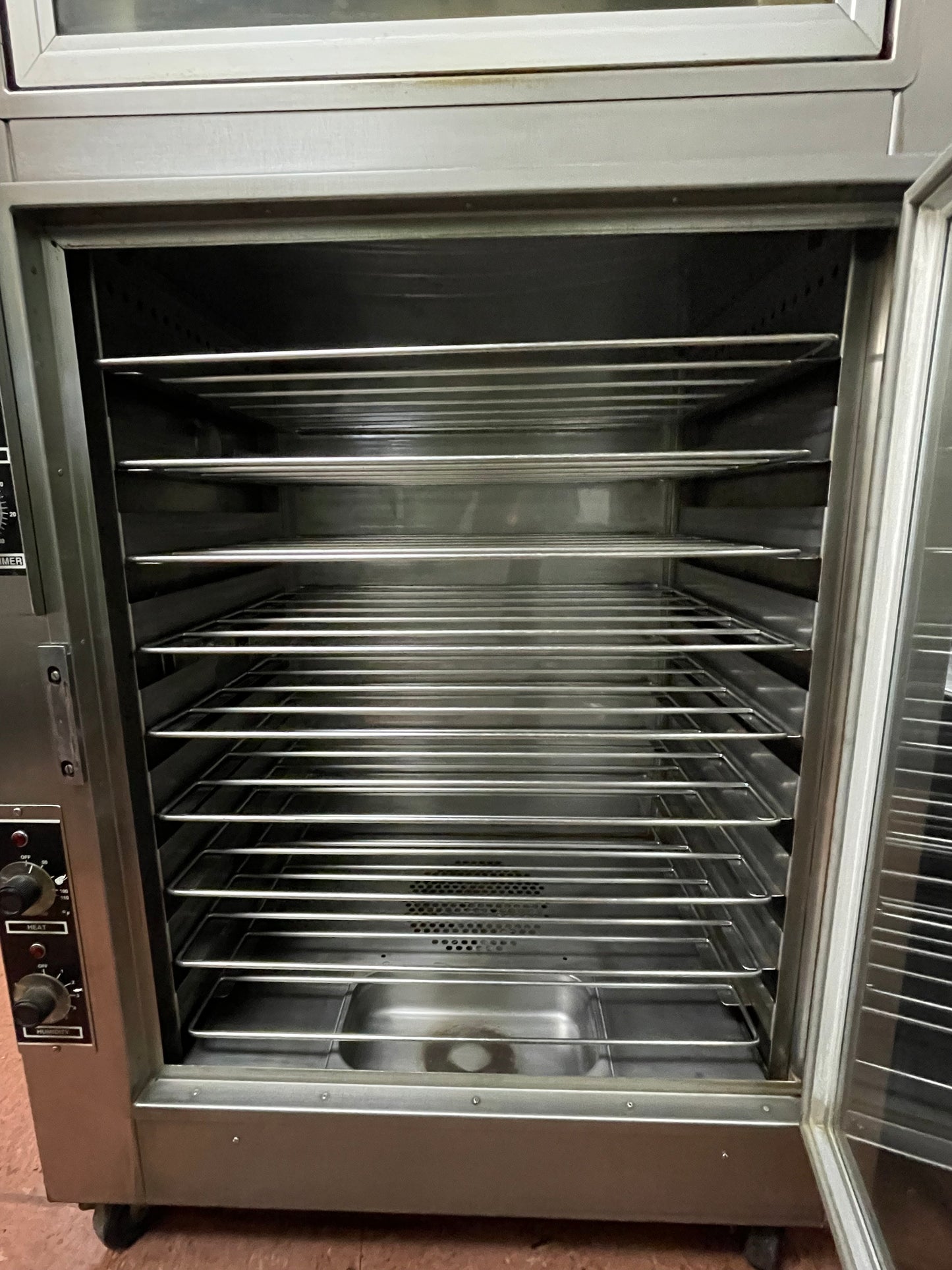 Used NU-VU OP-2FM Double Deck Electric Heated Proofer Oven Combo 120/208V, 3 Phase - Wired for 120V