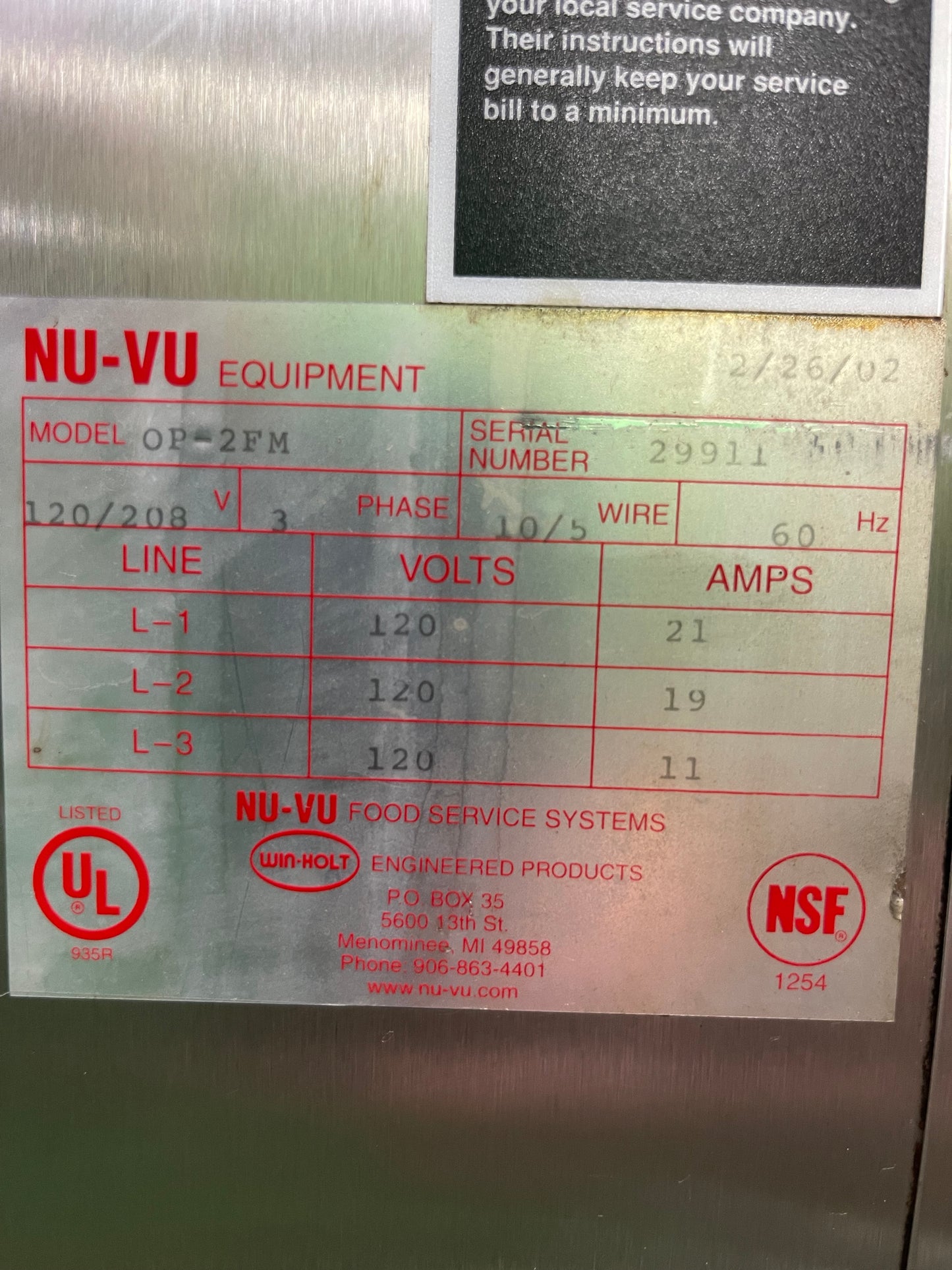 Used NU-VU OP-2FM Double Deck Electric Heated Proofer Oven Combo 120/208V, 3 Phase - Wired for 120V