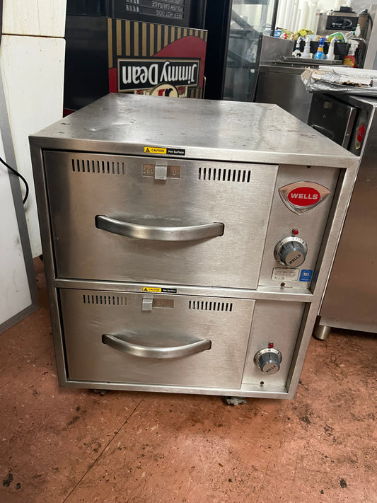 Used Wells RWN-2 Narrow 2 Drawer Freestanding Heated Holding Food Chip Warmer - 120V