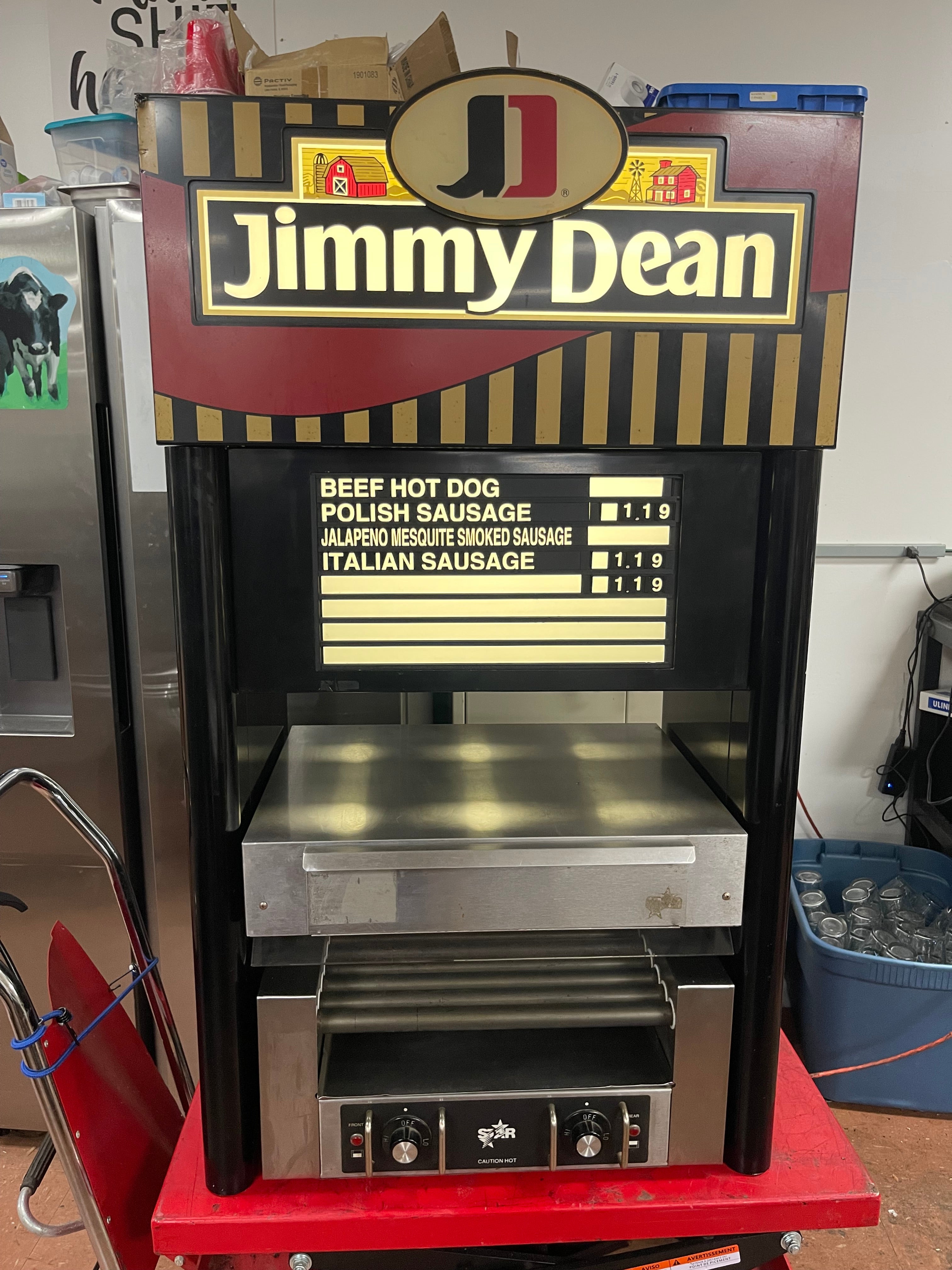 Used Star 25S Stainless Hotdog Roller Star Ambient Bun Box SS25-BB and Lighted Display 120V