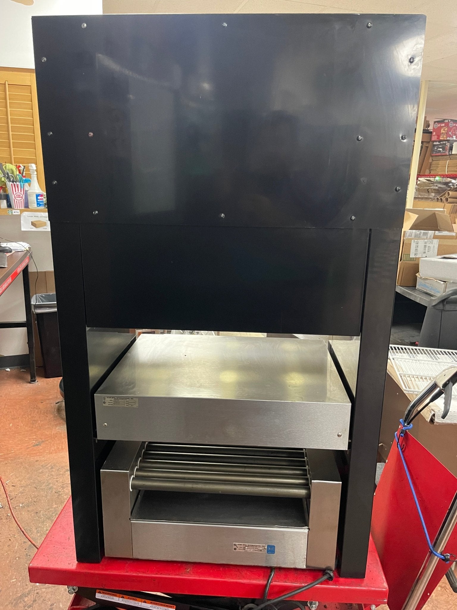 Used Star 25S Stainless Hotdog Roller Star Ambient Bun Box SS25 - BB and Lighted Display 120V - Falcon Restaurant Supply - 6