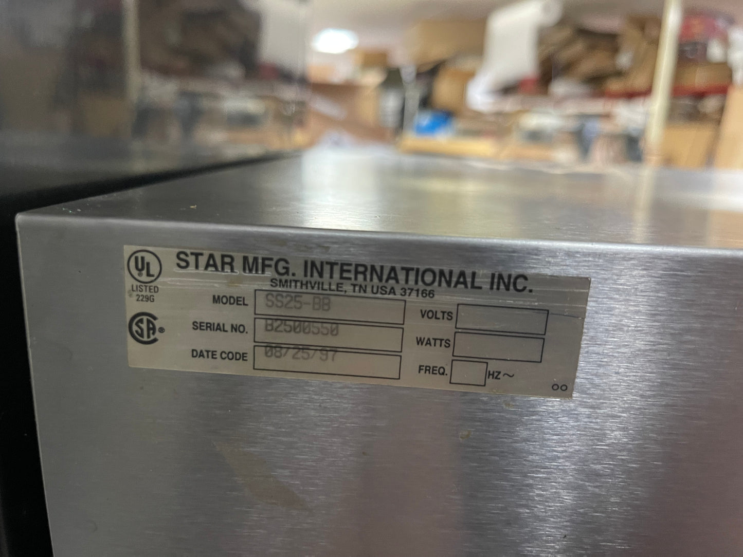 Star 25S Stainless Hotdog Roller Star Ambient Bun Box SS25-BB and Lighted Display 120V