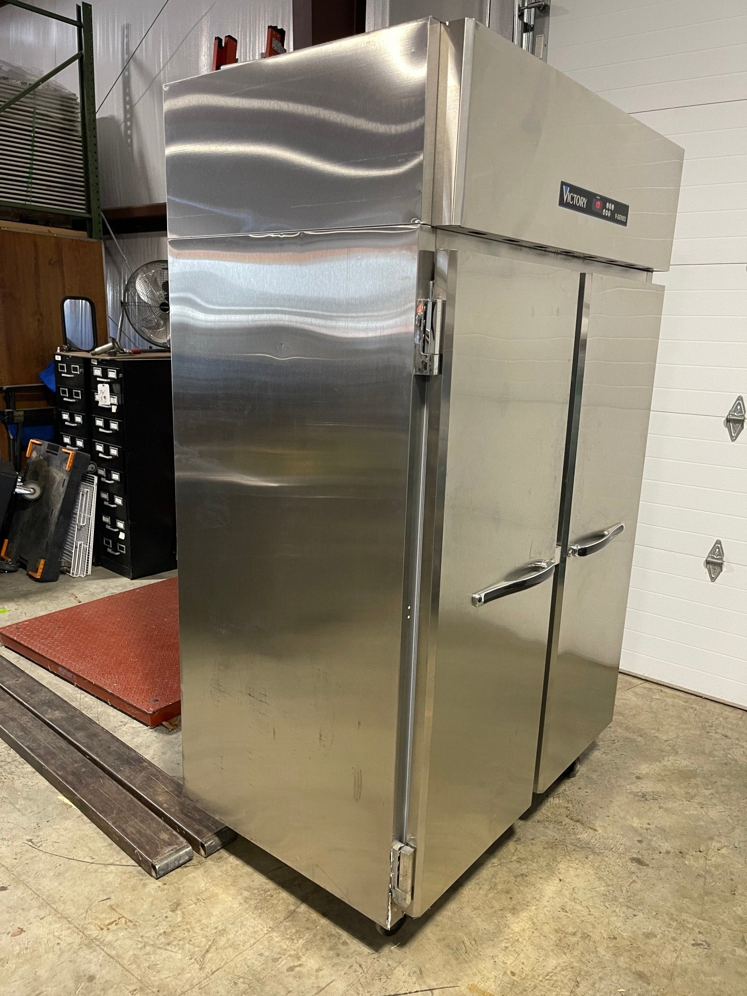Used Victory VF - SA - 2D 52" Top Mounted Double Solid Door Reach - In Freezer 115V - Falcon Restaurant Supply - 3