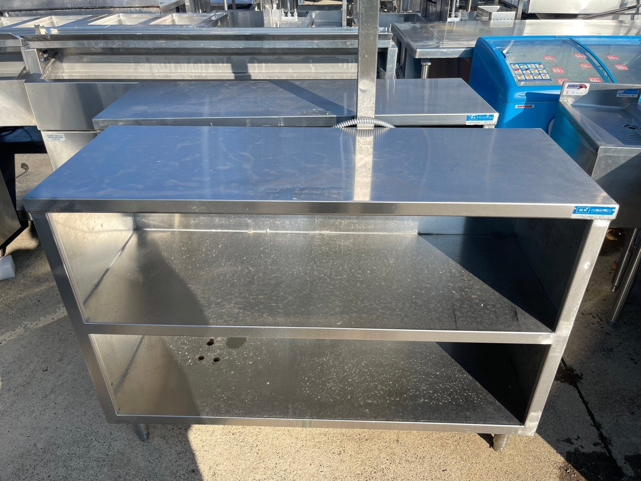 Used 48" BK Resources Stainless Steel Equipment Stand Cabinet With Shelves - SS277 - Falcon Restaurant Supply - 1