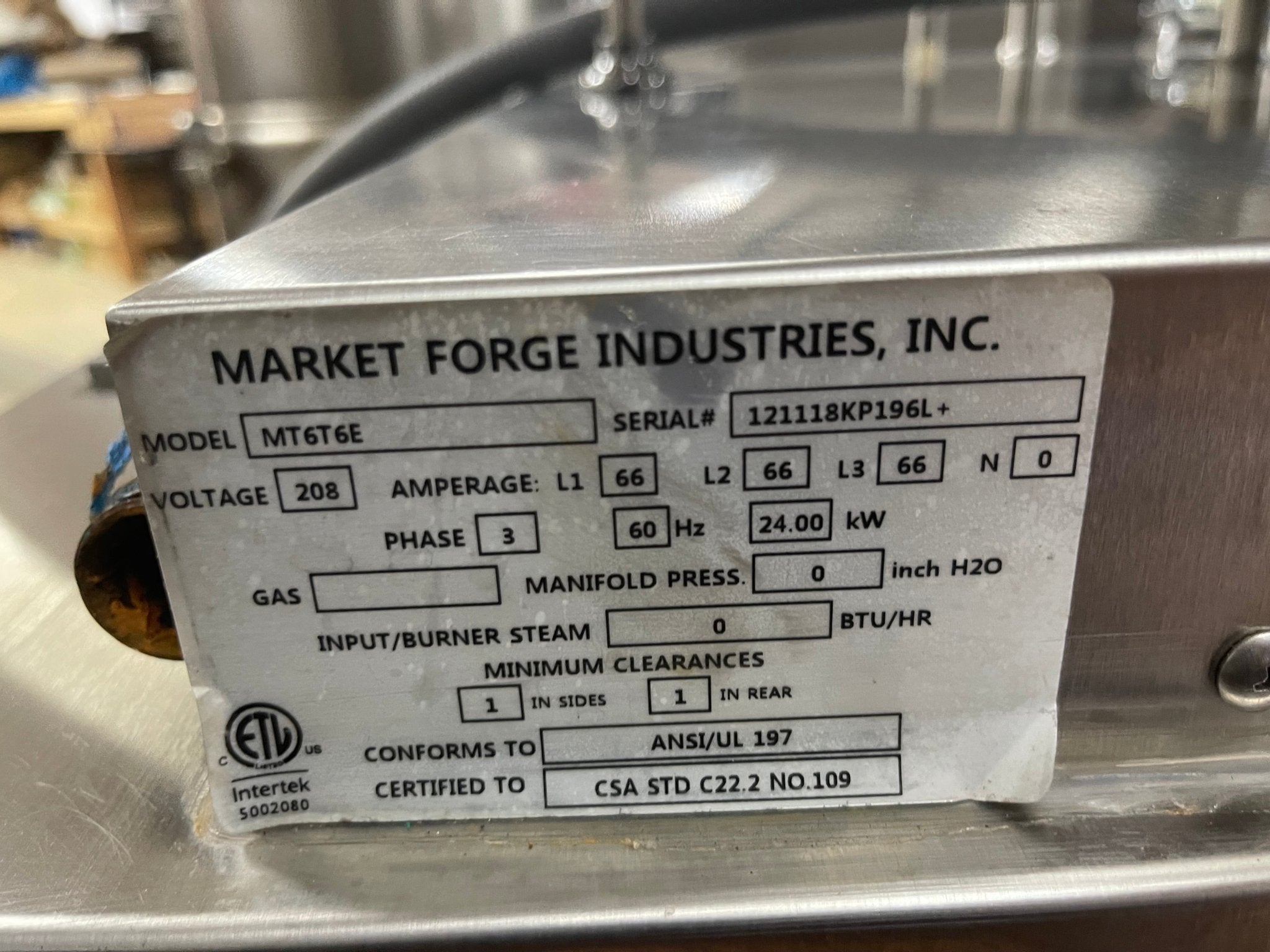 Used 2018 36" Market Forge MT6T6E Dual 6gal SS Tilting Steam Kettles w/ Cabinet 208V 3Ph - Falcon Restaurant Supply - 14