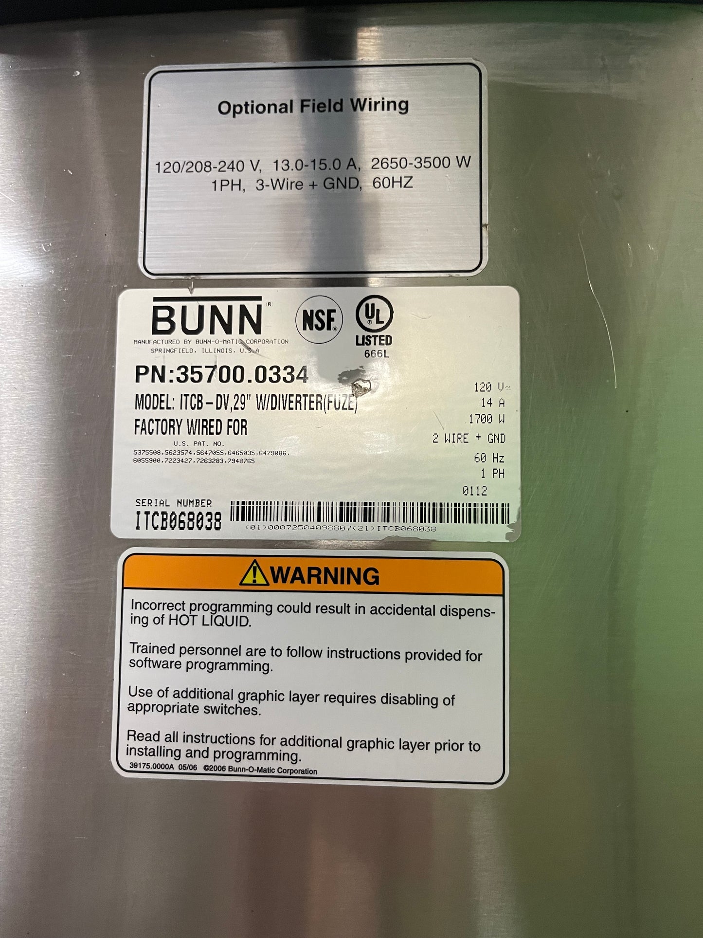 Used 29" Bunn Infusion ITCB-DV Iced Tea and Coffee Brewer Machine 120V