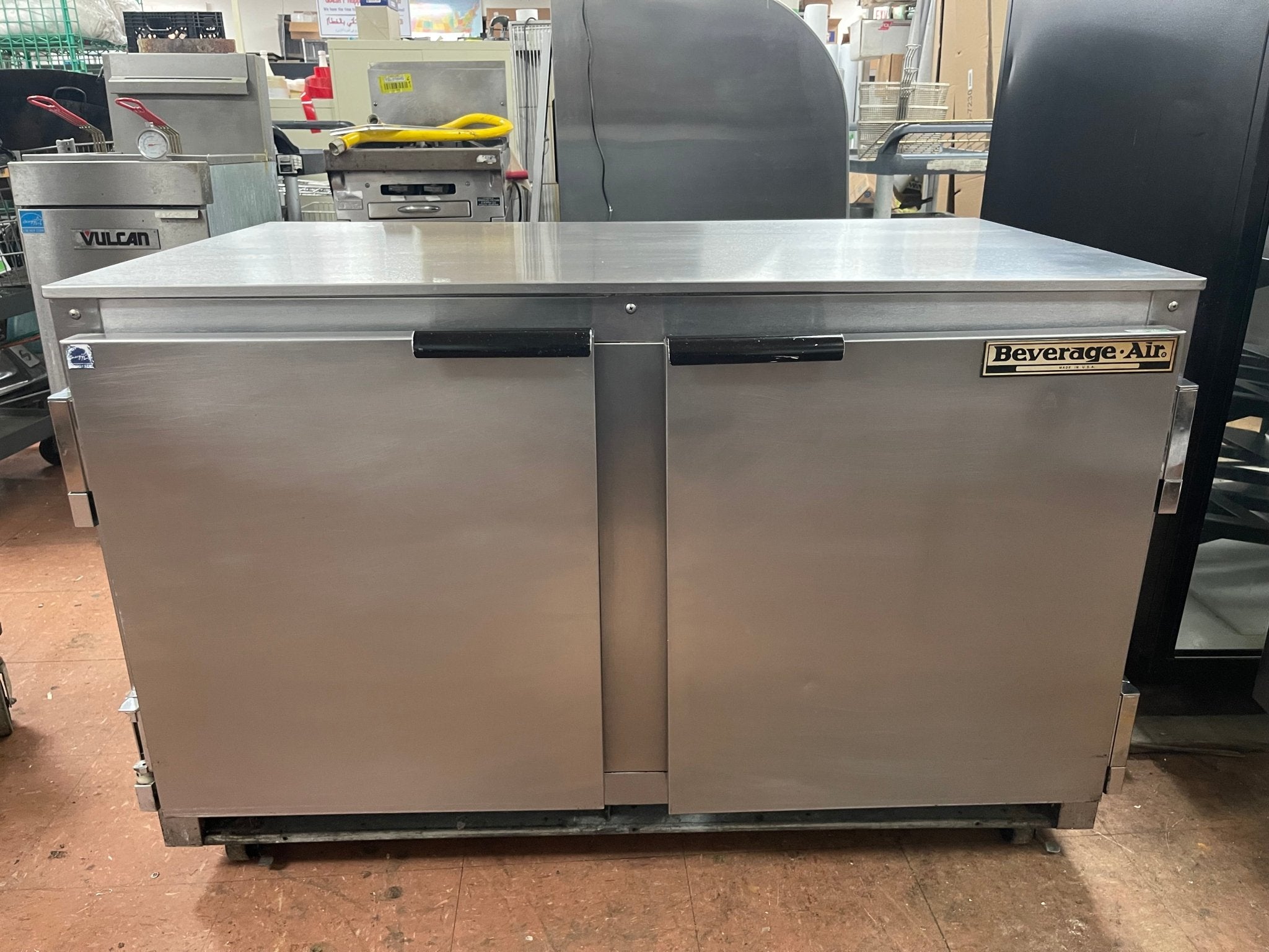 Used 48" Beverage - Air UCR48A Undercounter Stainless Steel Two Door Refrigerator 120V - Falcon Restaurant Supply - 1