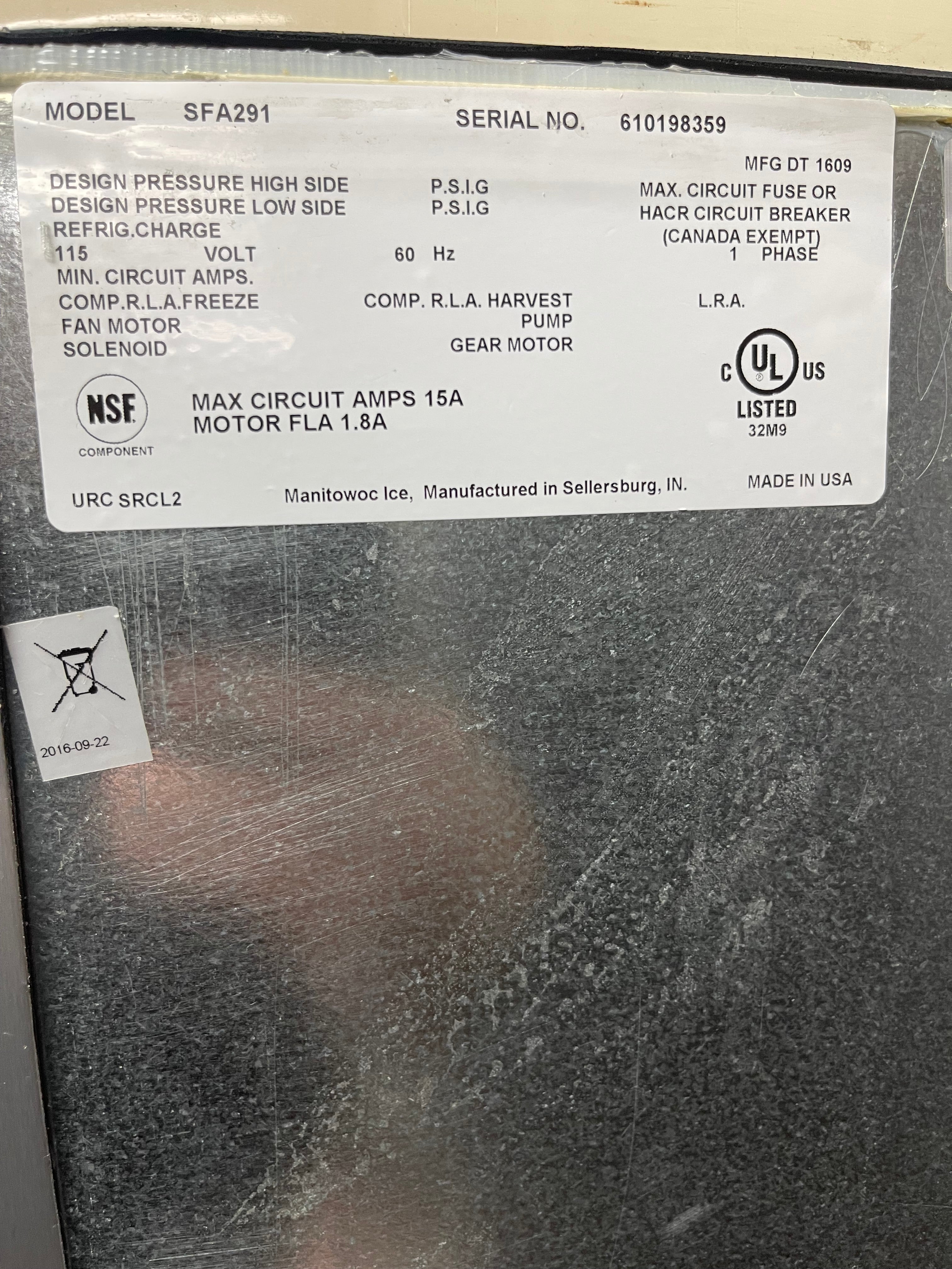 Used 30" Manitowoc SFA-291 Stainless Hotel Ice Dispenser Bin with Water Dispenser - 180lb 120V