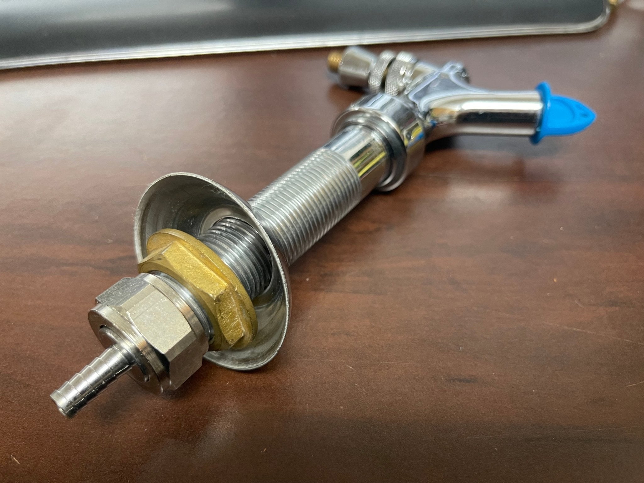 Used Complete Beer Tap Stainless Faucet, 4" Shank and 1/4" Barbed Nipple - Falcon Restaurant Supply - 2