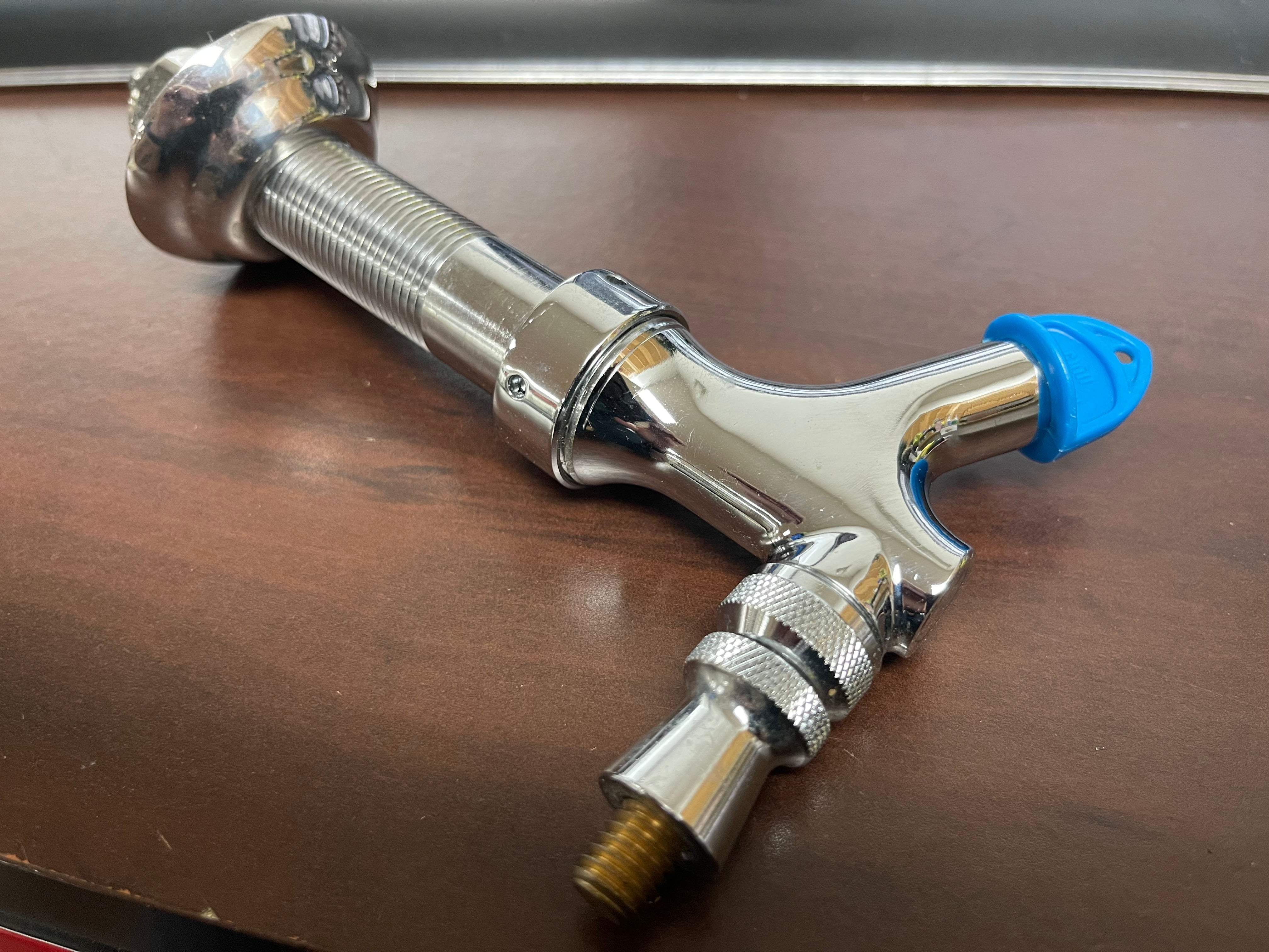 Used Complete Beer Tap Stainless Faucet, 4" Shank and 1/4" Barbed Nipple