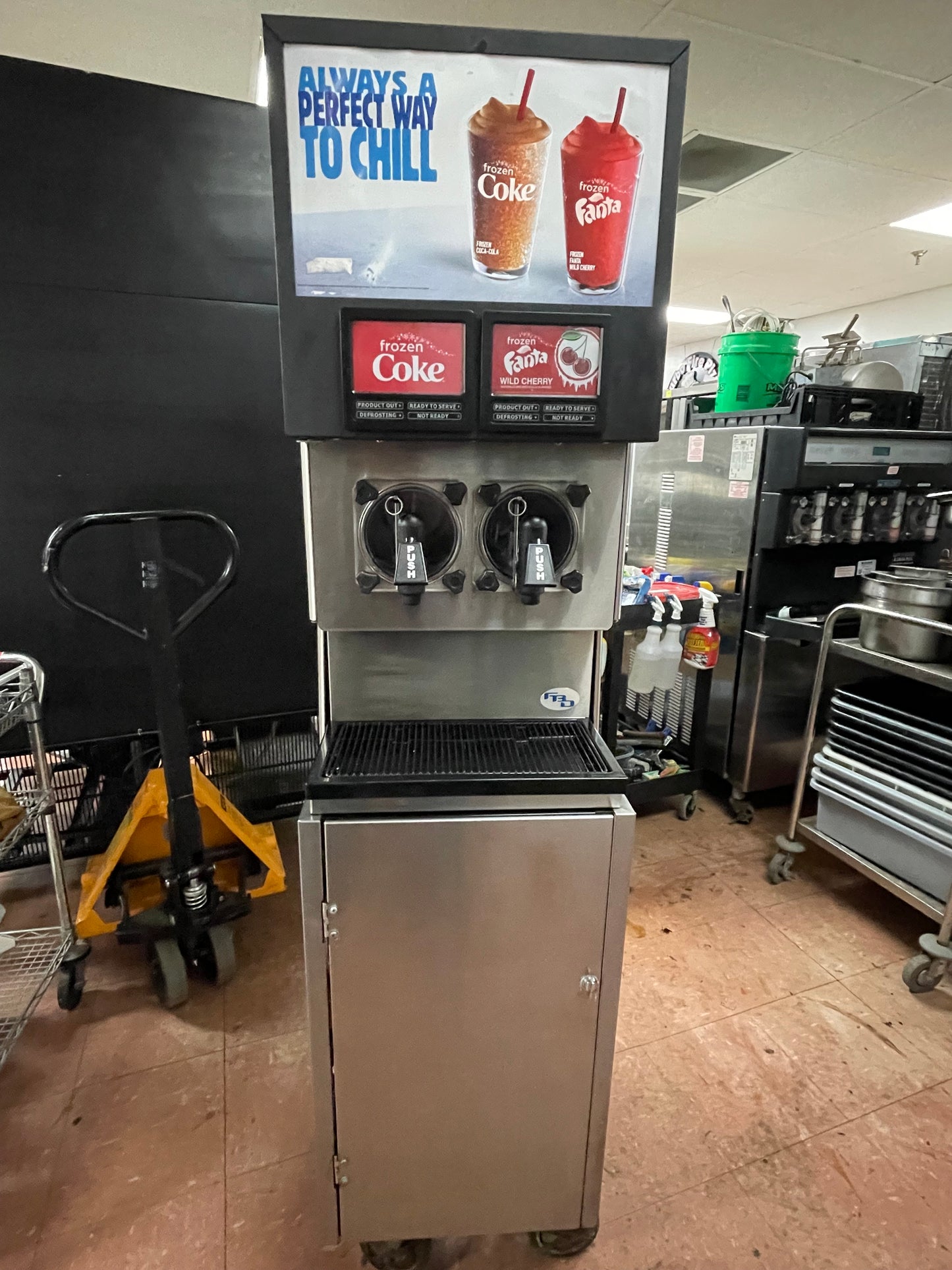 Used FBD562 Stainless 2 Flavor Frozen Drink Slushie Machine with Base Cart 220V