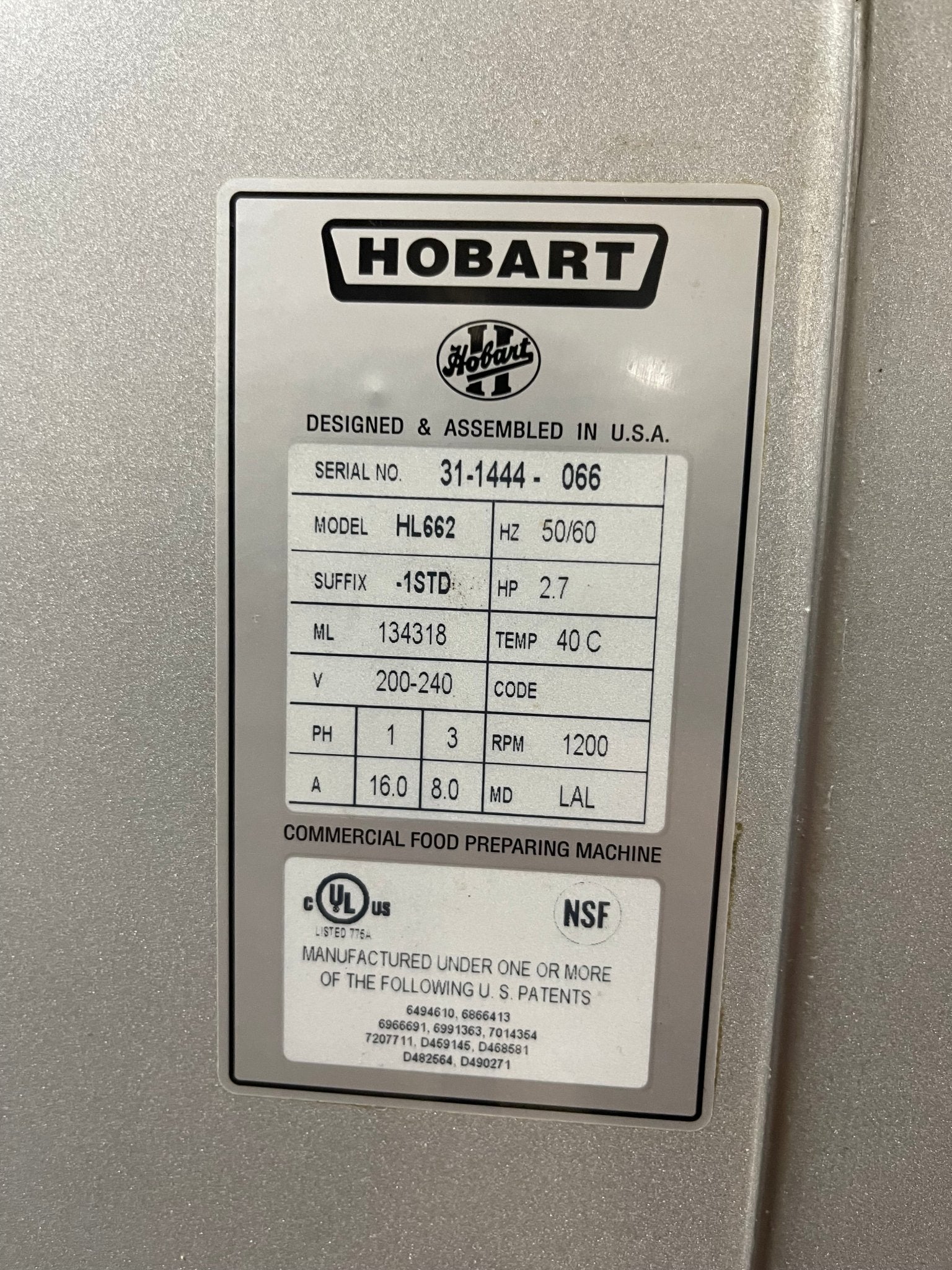 Used Hobart Legacy HL662 - 1STD 60 Qt. Planetary Floor Stand Mixer 240V, 3 Phase - Falcon Restaurant Supply - 10