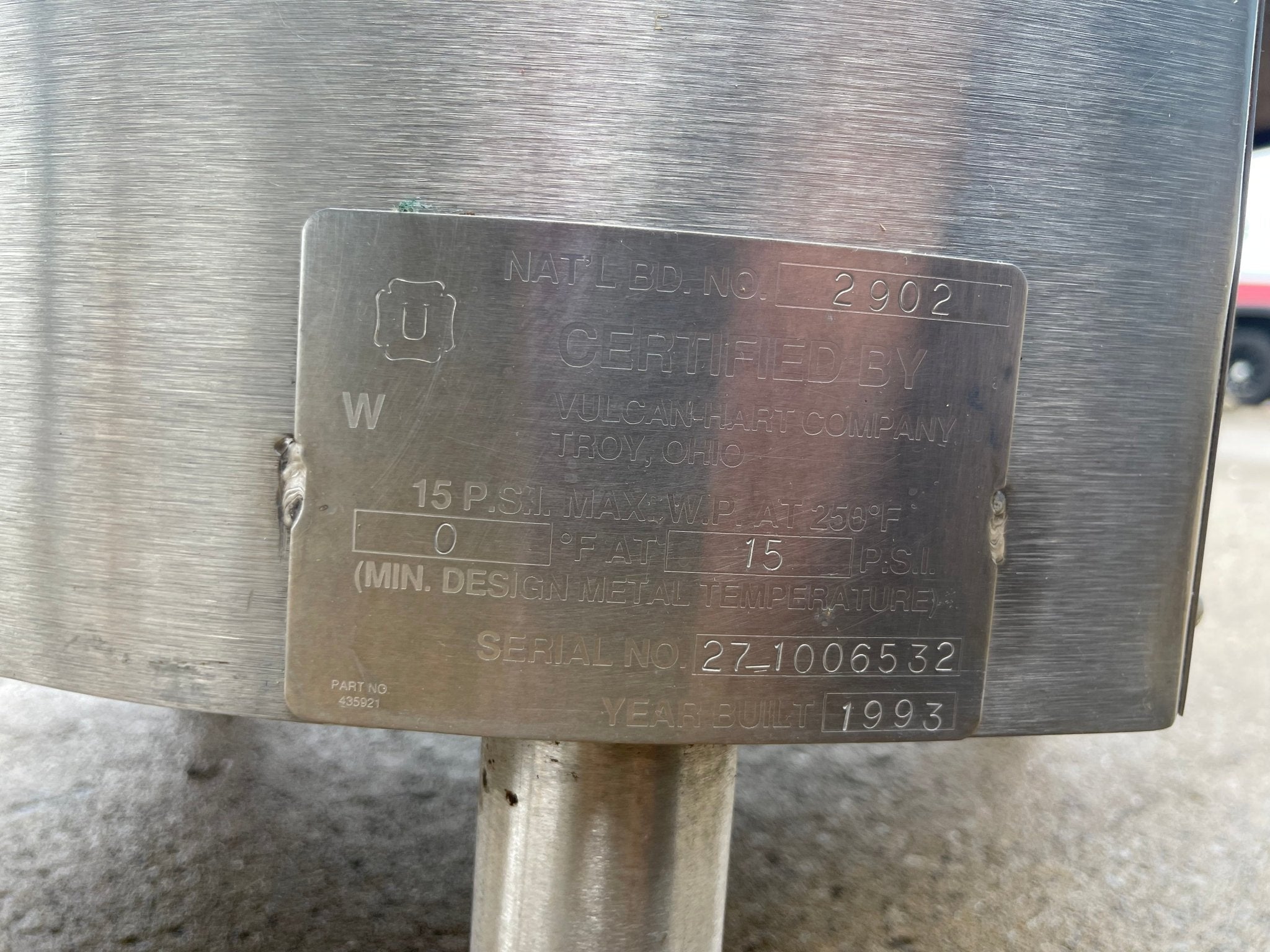 Used Vulcan GL40E 40 Gallon NG Stainless Jacketed Steam Kettle 105,000BTU - Falcon Restaurant Supply - 9