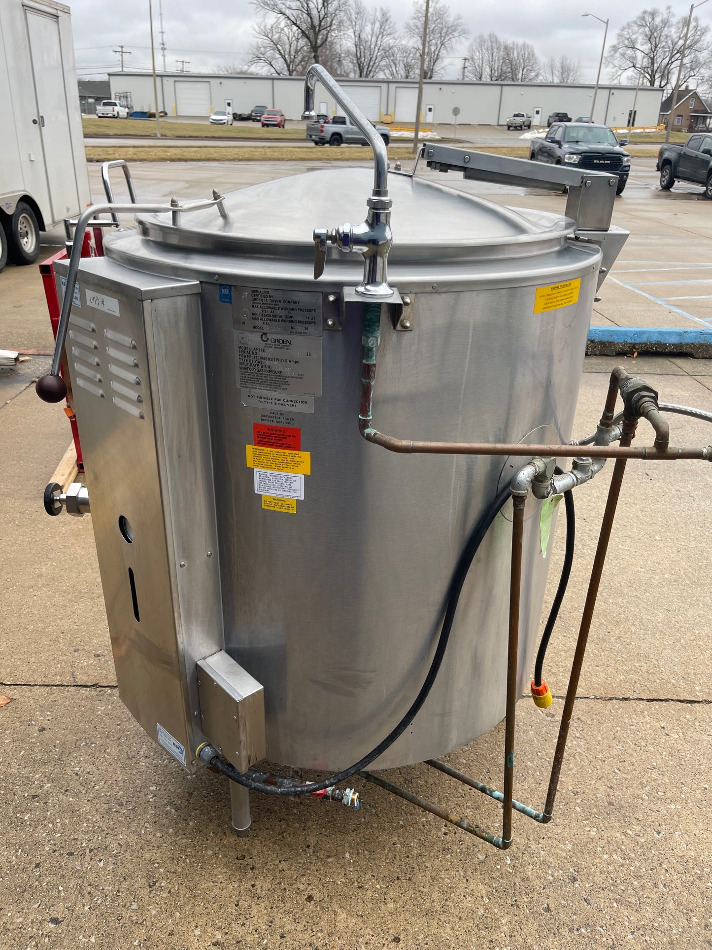 Used Groen AH/1E-60 Stainless 60 gal Steam Kettle Stationary, 2/3 Jacket, NG 145,000BTU